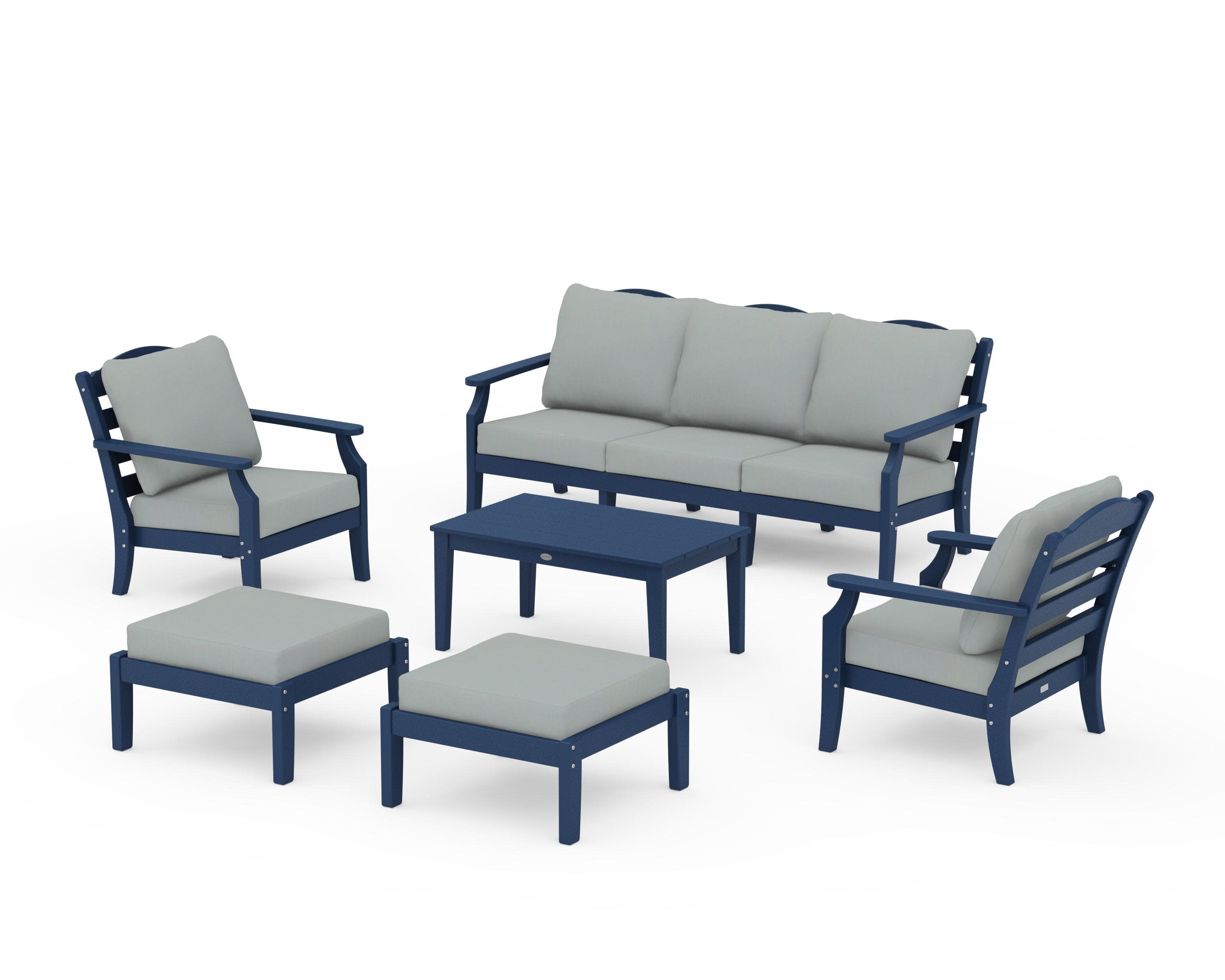 Savannah 6-Piece Lounge Sofa Set in Navy / Spa