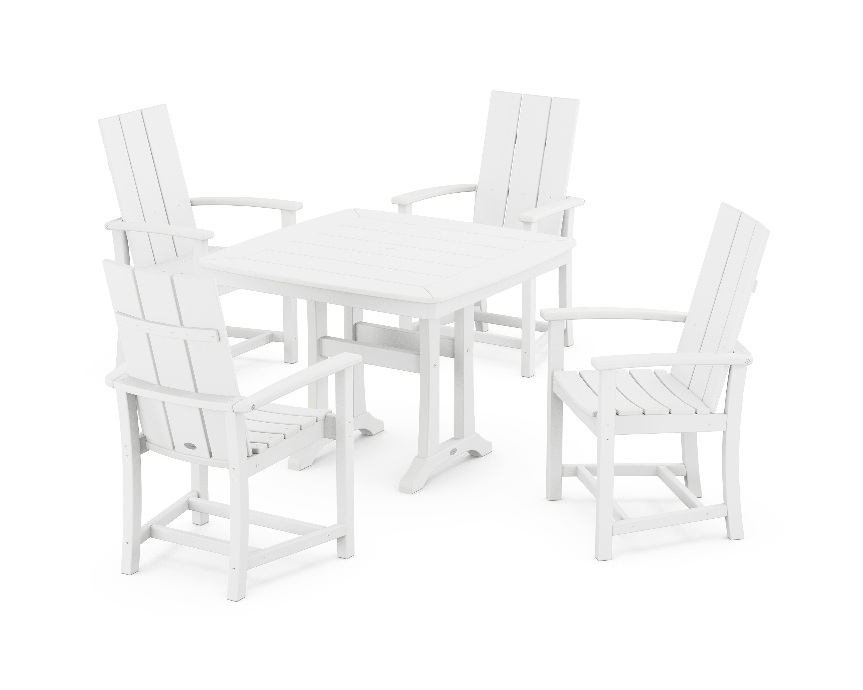 Modern Adirondack 5-Piece Dining Set with Trestle Legs in White