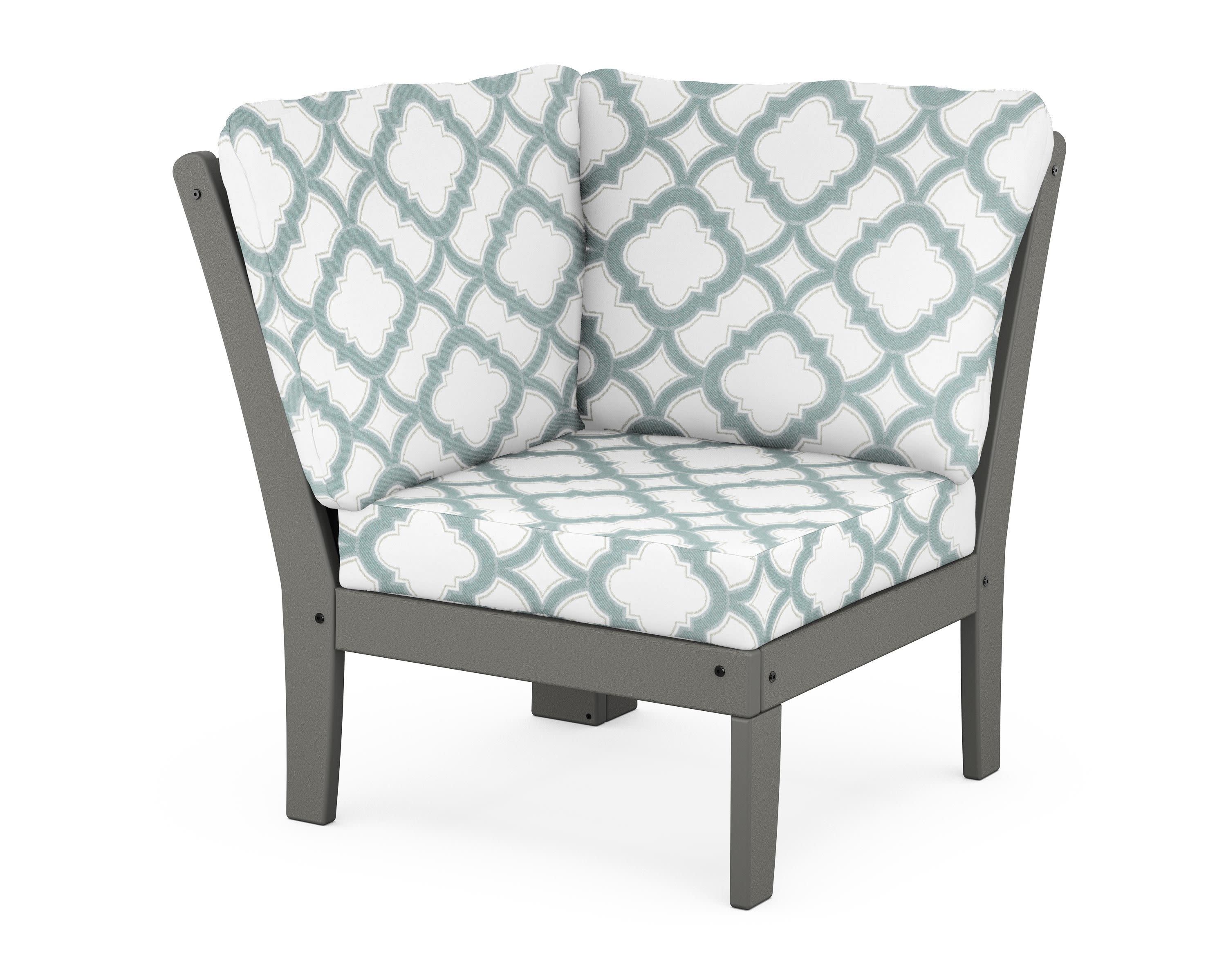 Braxton Modular Corner Chair in Slate Grey / Trellis Glacier Spa