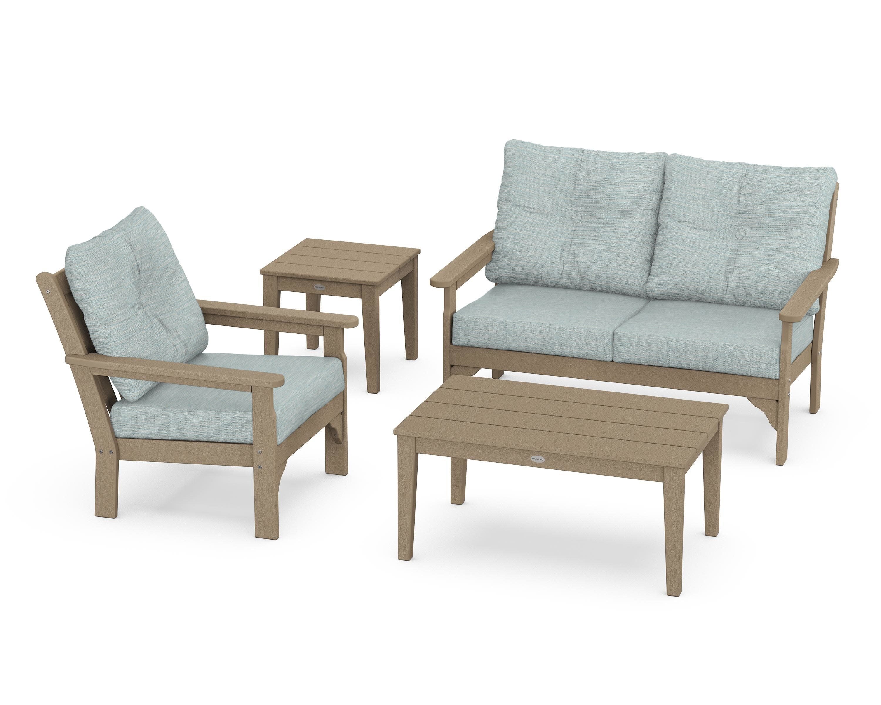 Vineyard 4-Piece Deep Seating Set in Vintage Sahara / Soothe Mist