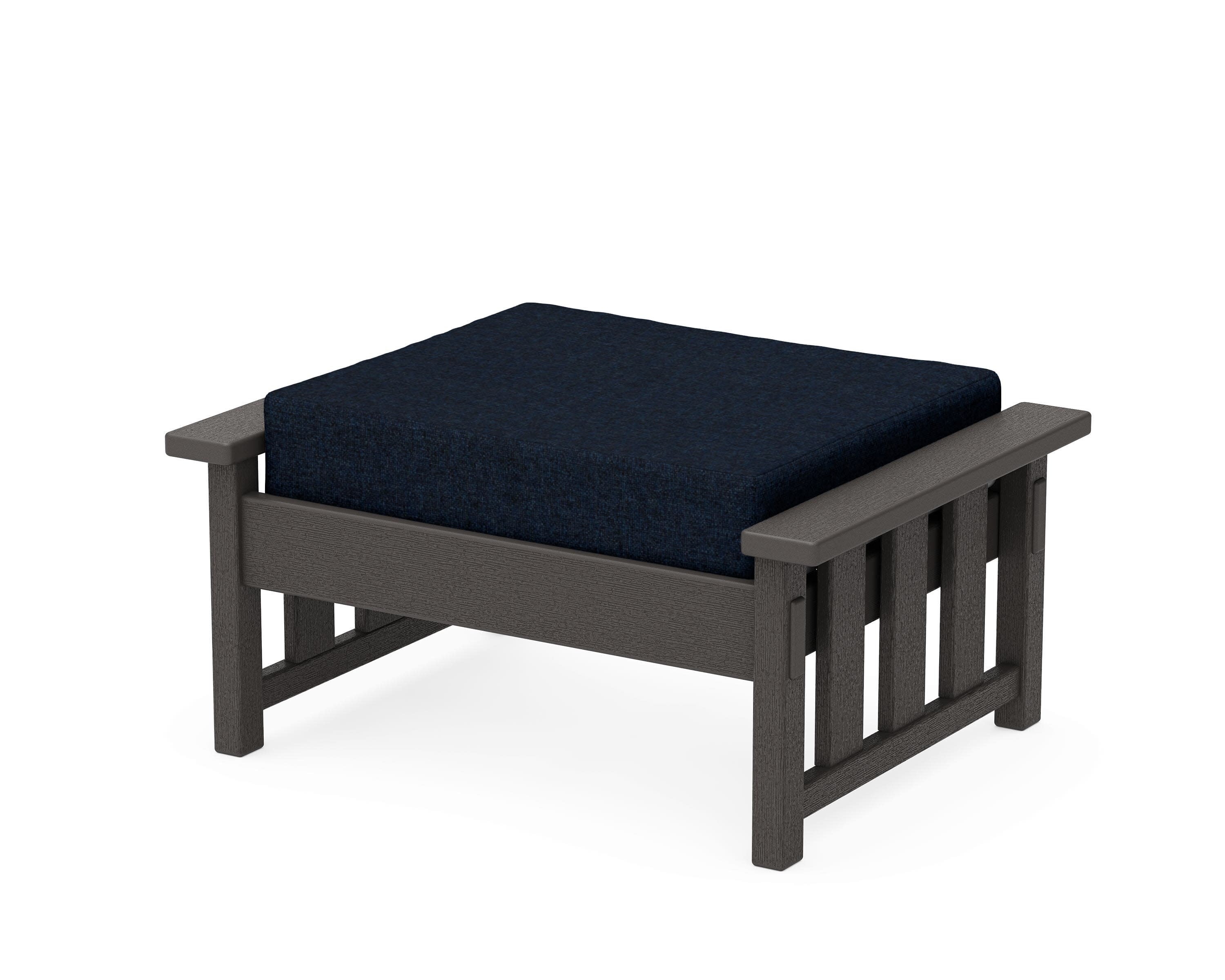 Acadia Deep Seating Ottoman in Vintage Coffee / Marine Indigo
