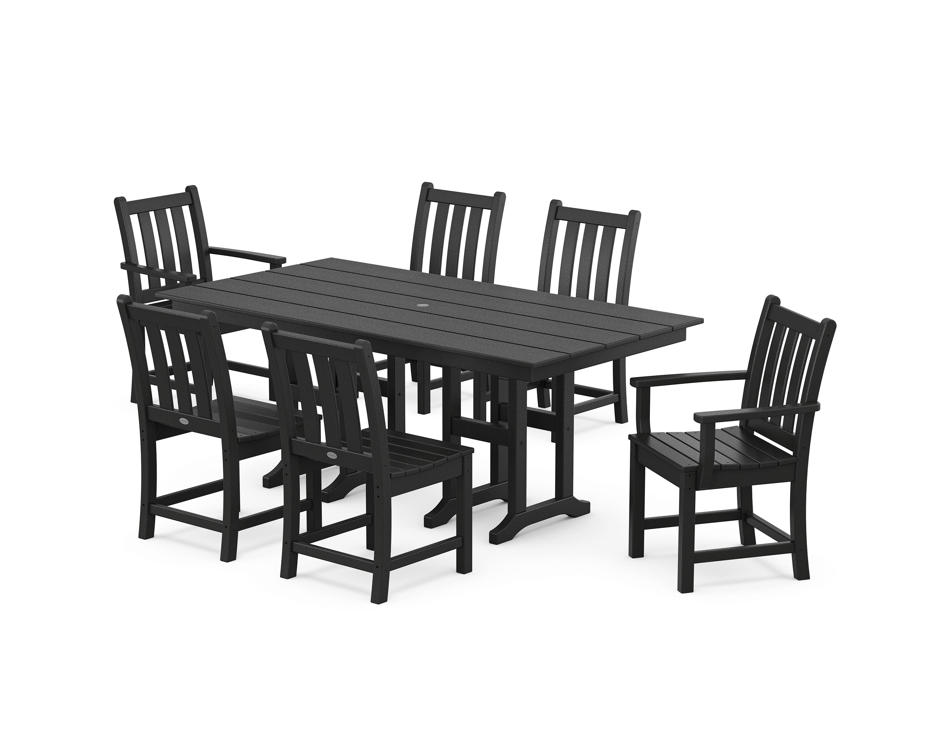 Traditional Garden 7-Piece Farmhouse Dining Set in Black
