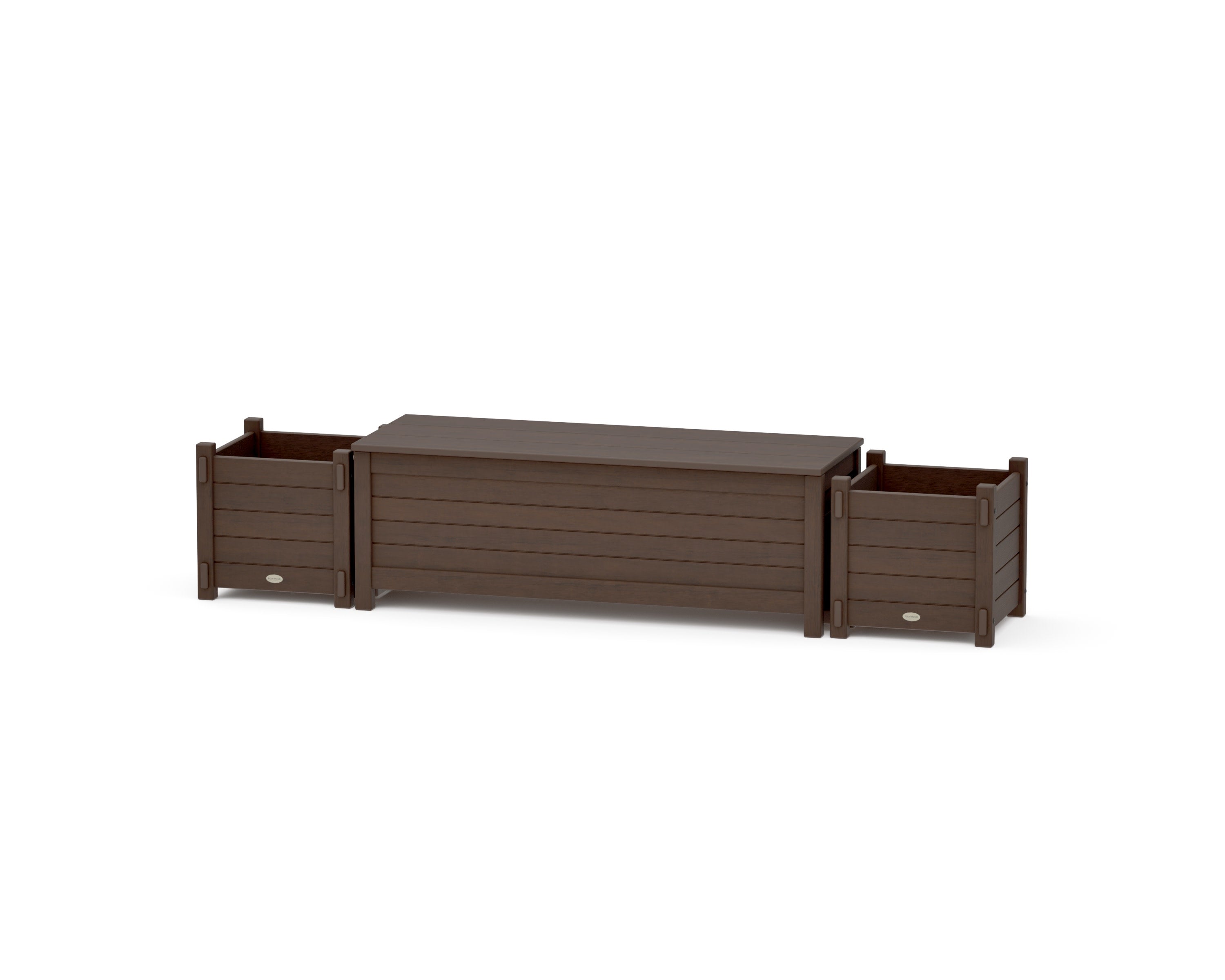 48" Nautical Straight Planter Storage Bench Set in Kona