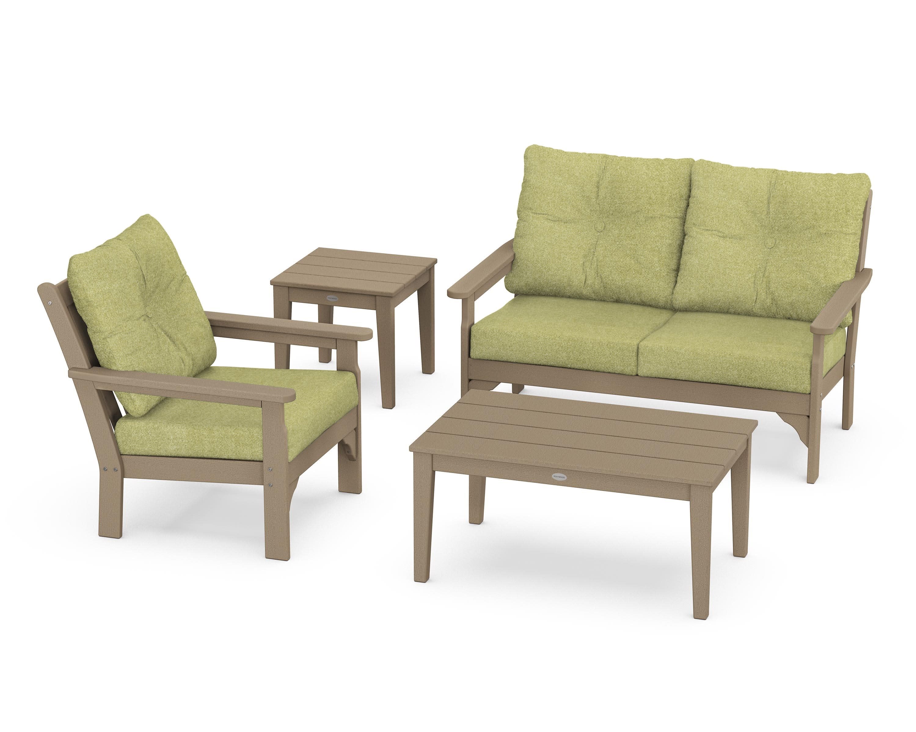 Vineyard 4-Piece Deep Seating Set in Vintage Sahara / Chartreuse Boucle