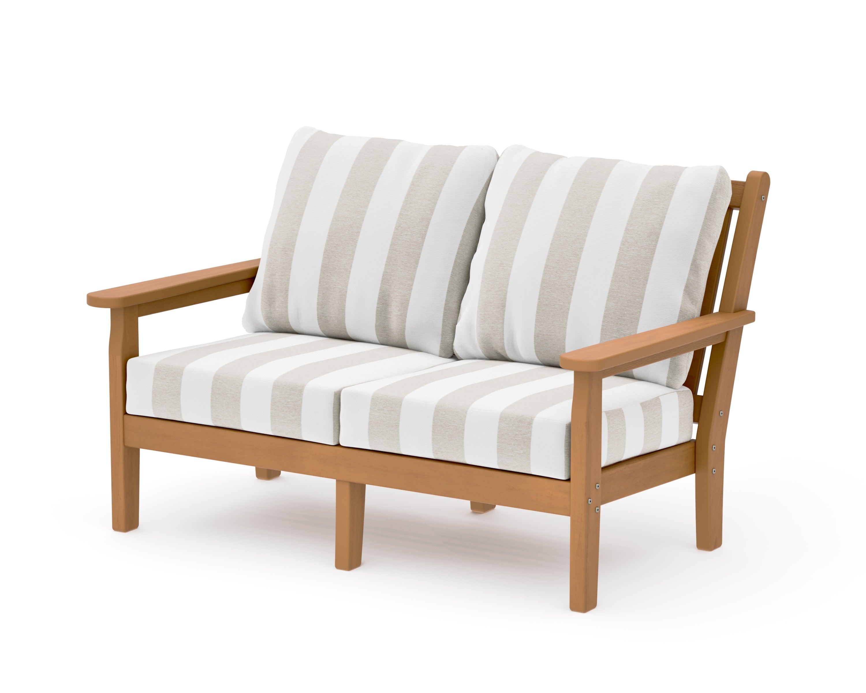 Chippendale Deep Seating Loveseat in Natural / Cabana Stripe Dune Burlap