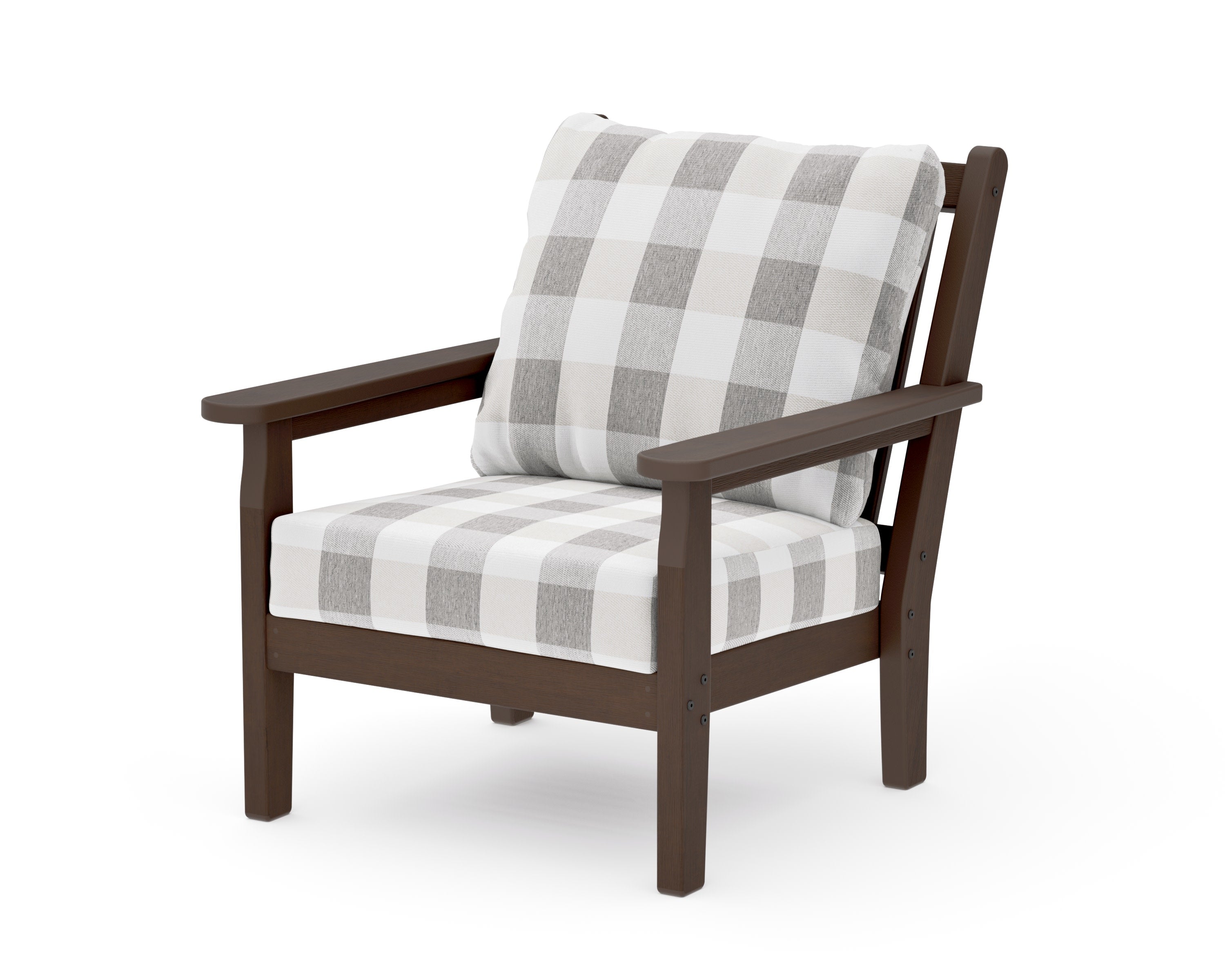 Chippendale Deep Seating Chair in Kona / Buffalo Plaid Grey Mist
