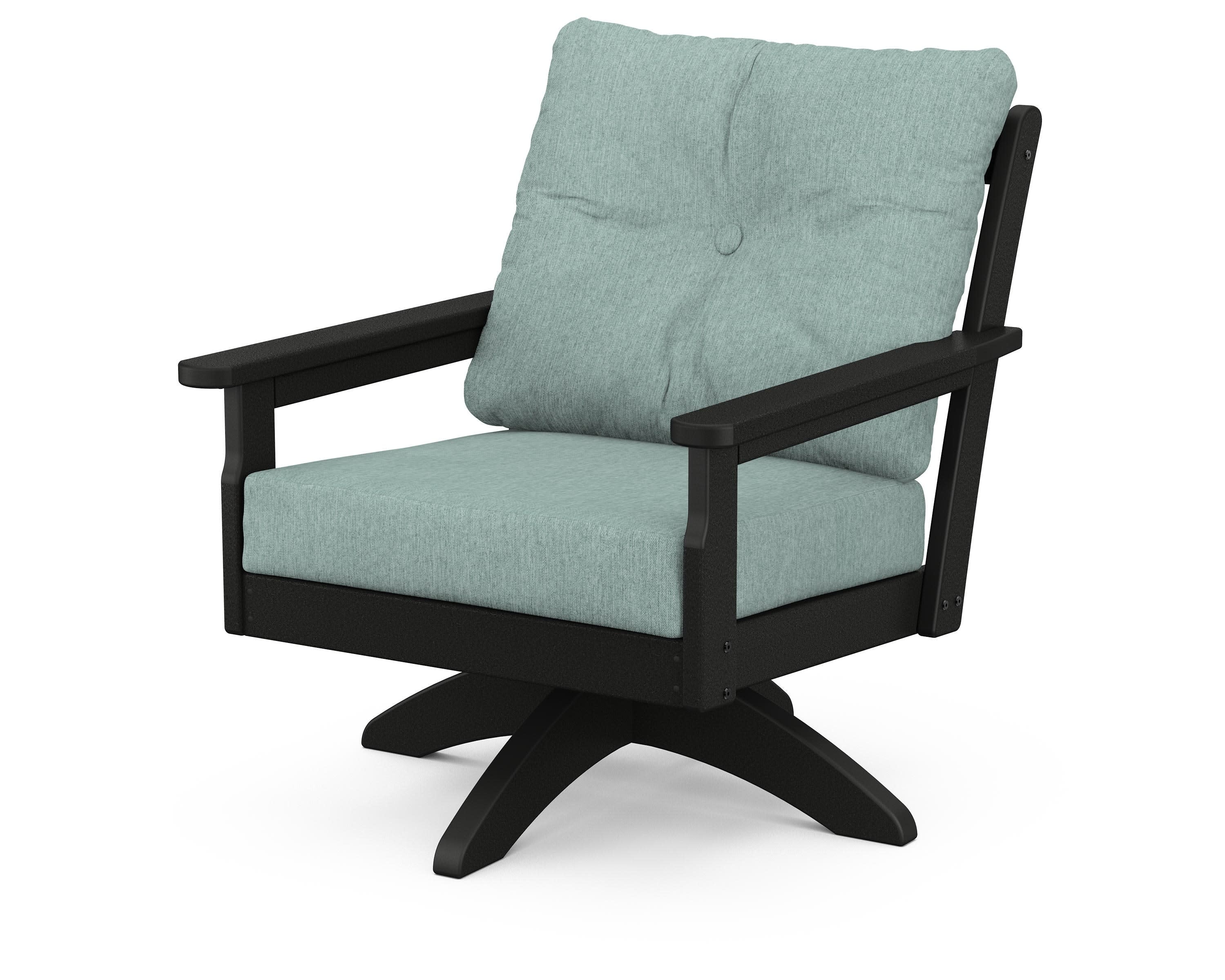 Vineyard Deep Seating Swivel Chair in Black / Glacier Spa