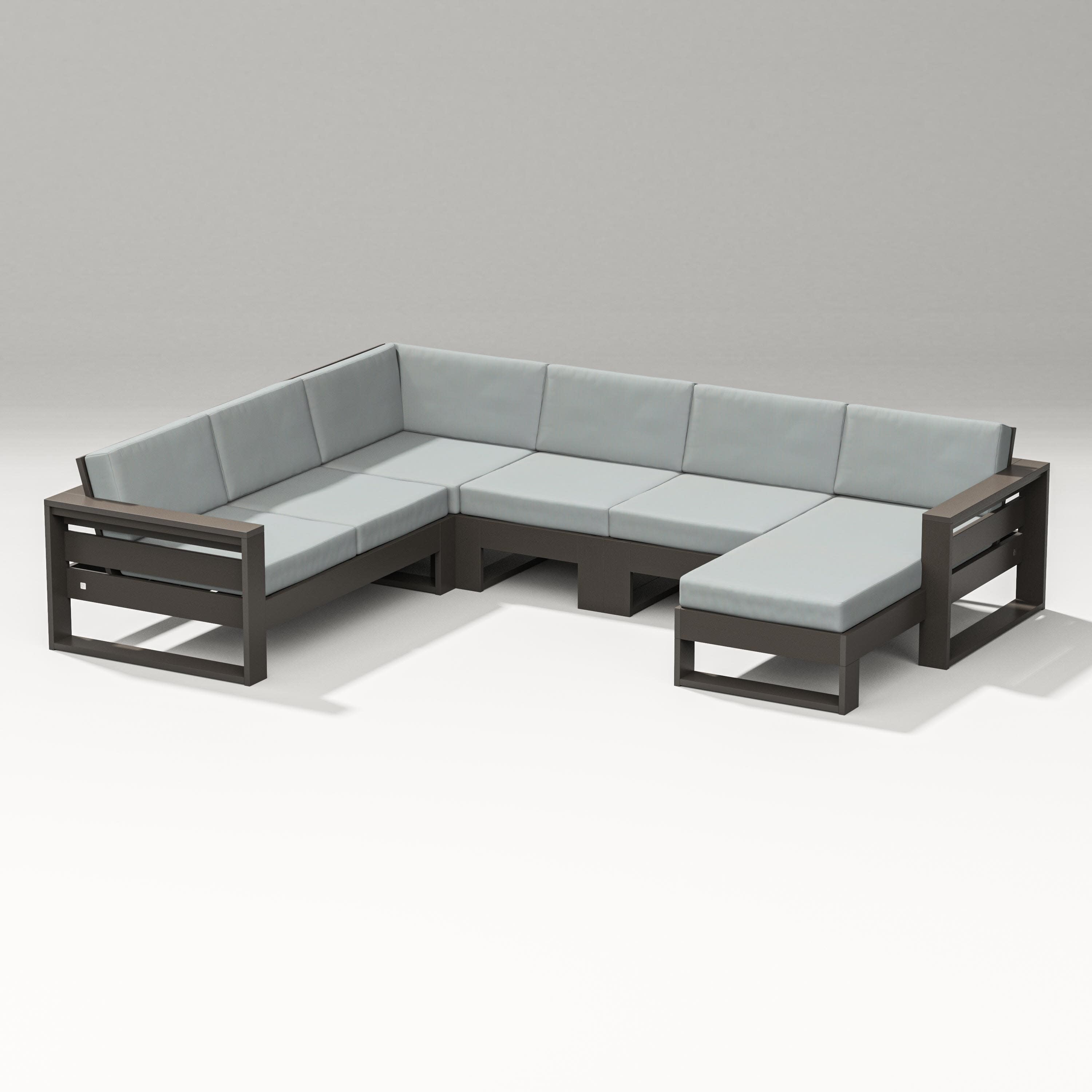 Latitude Corner Sectional with Right Chaise in Vintage Coffee / Spa