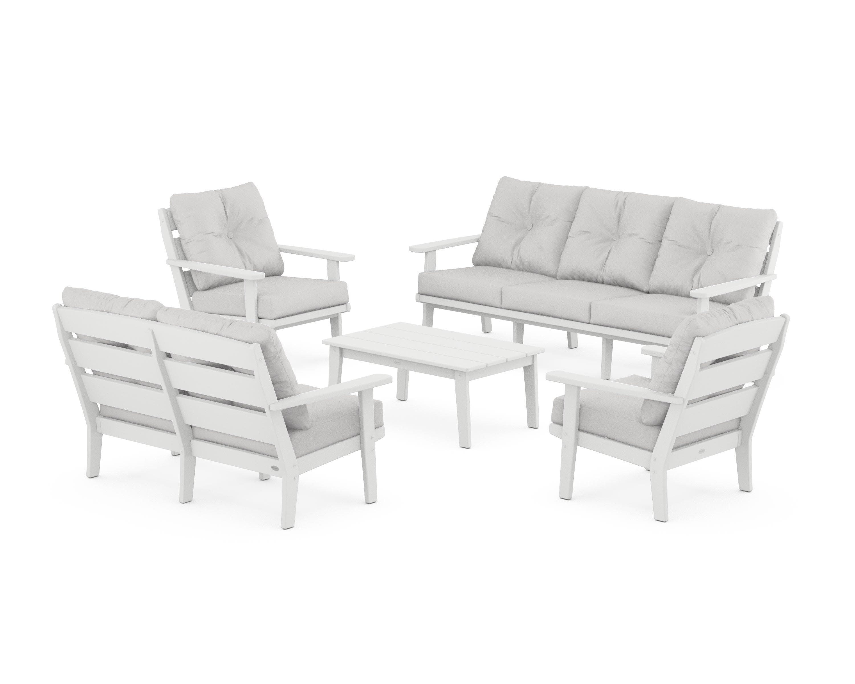 Lakeside 5-Piece Lounge Sofa Set in White / Diamond in the Rough