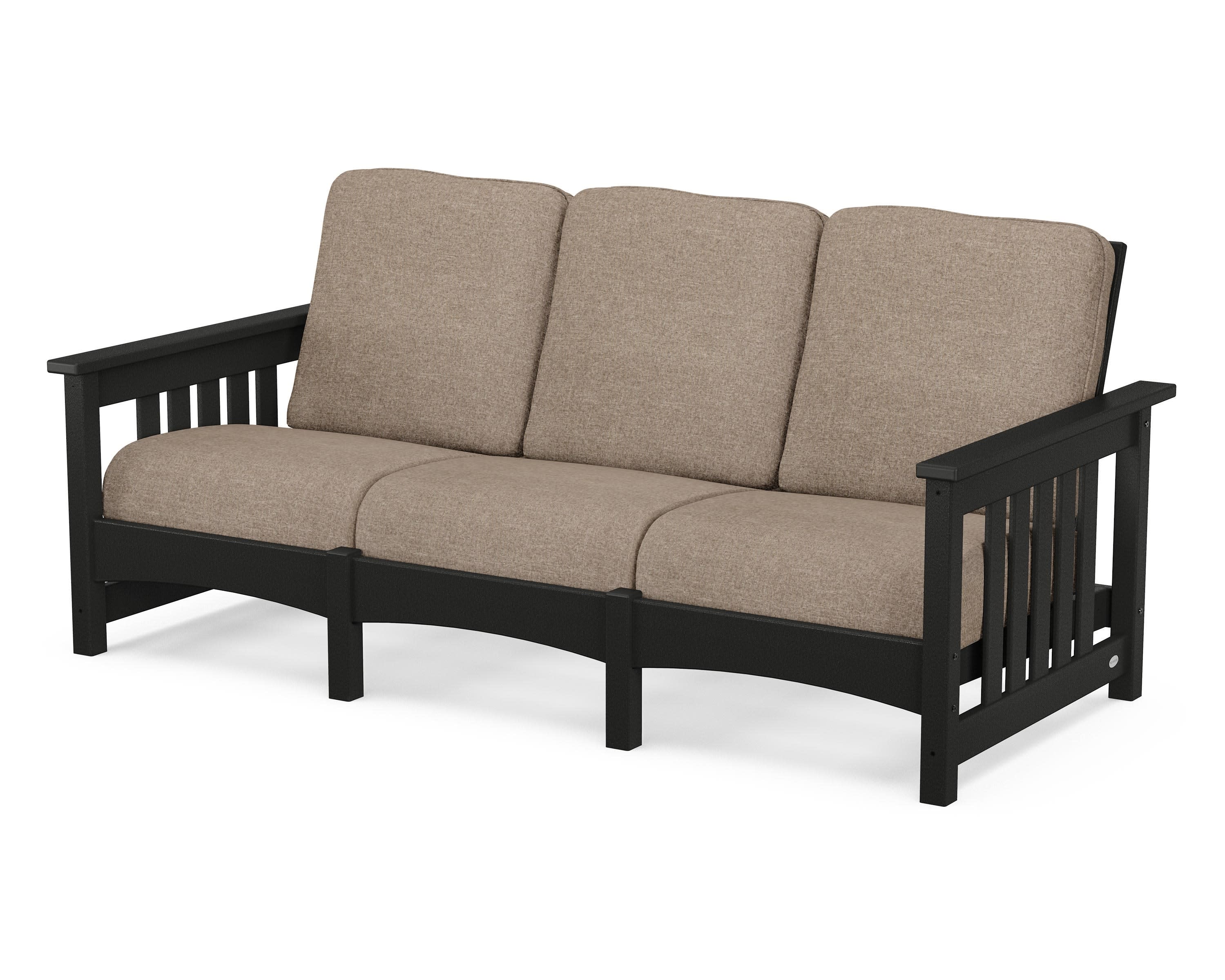 Club Mission Sofa in Black / Spiced Burlap