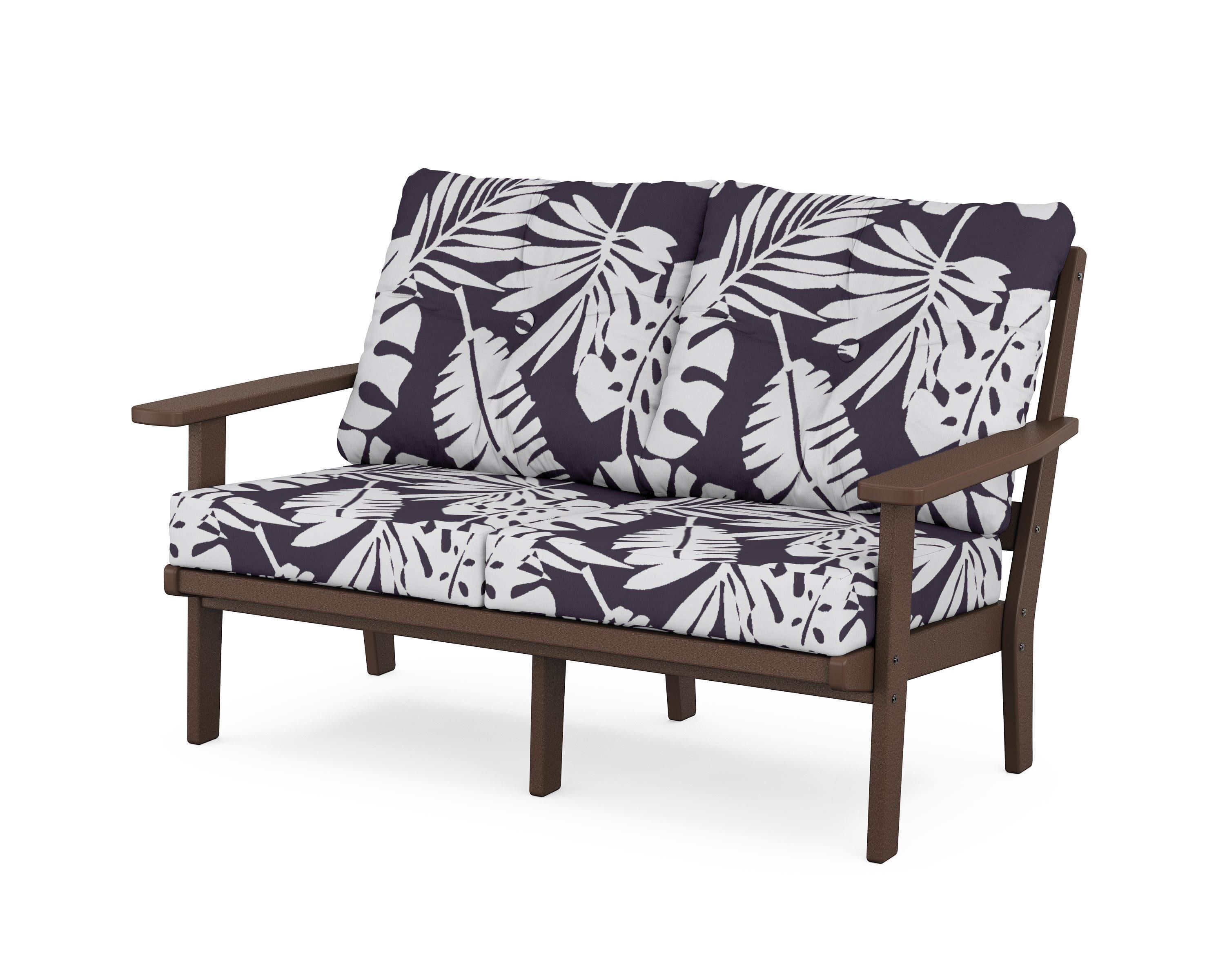 Oxford Deep SeatingLoveseat in Mahogany / Leaf Navy
