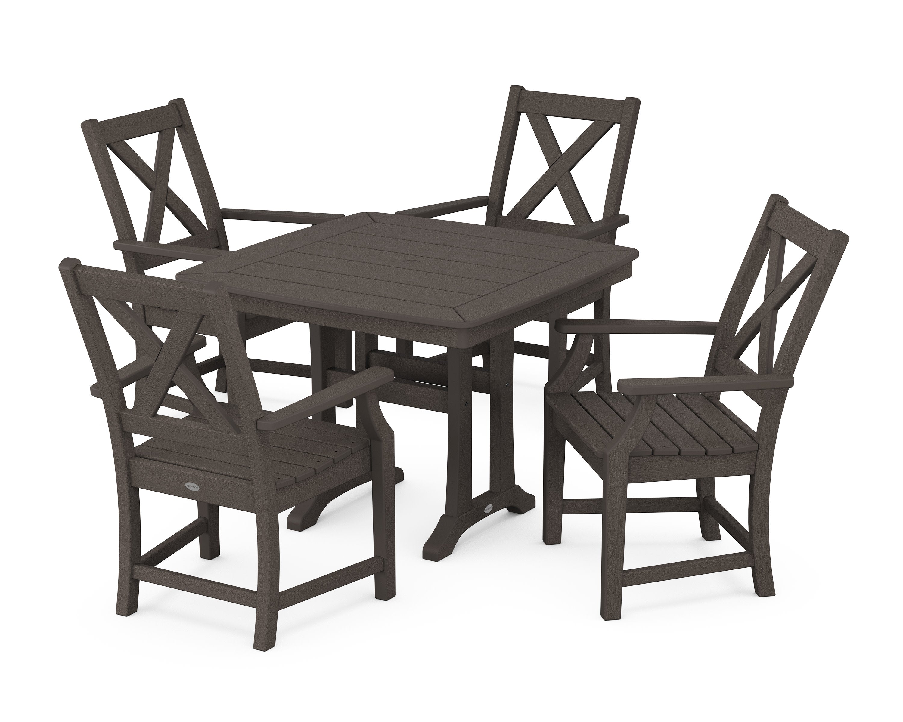 Braxton 5-Piece Dining Set with Trestle Legs in Vintage Coffee