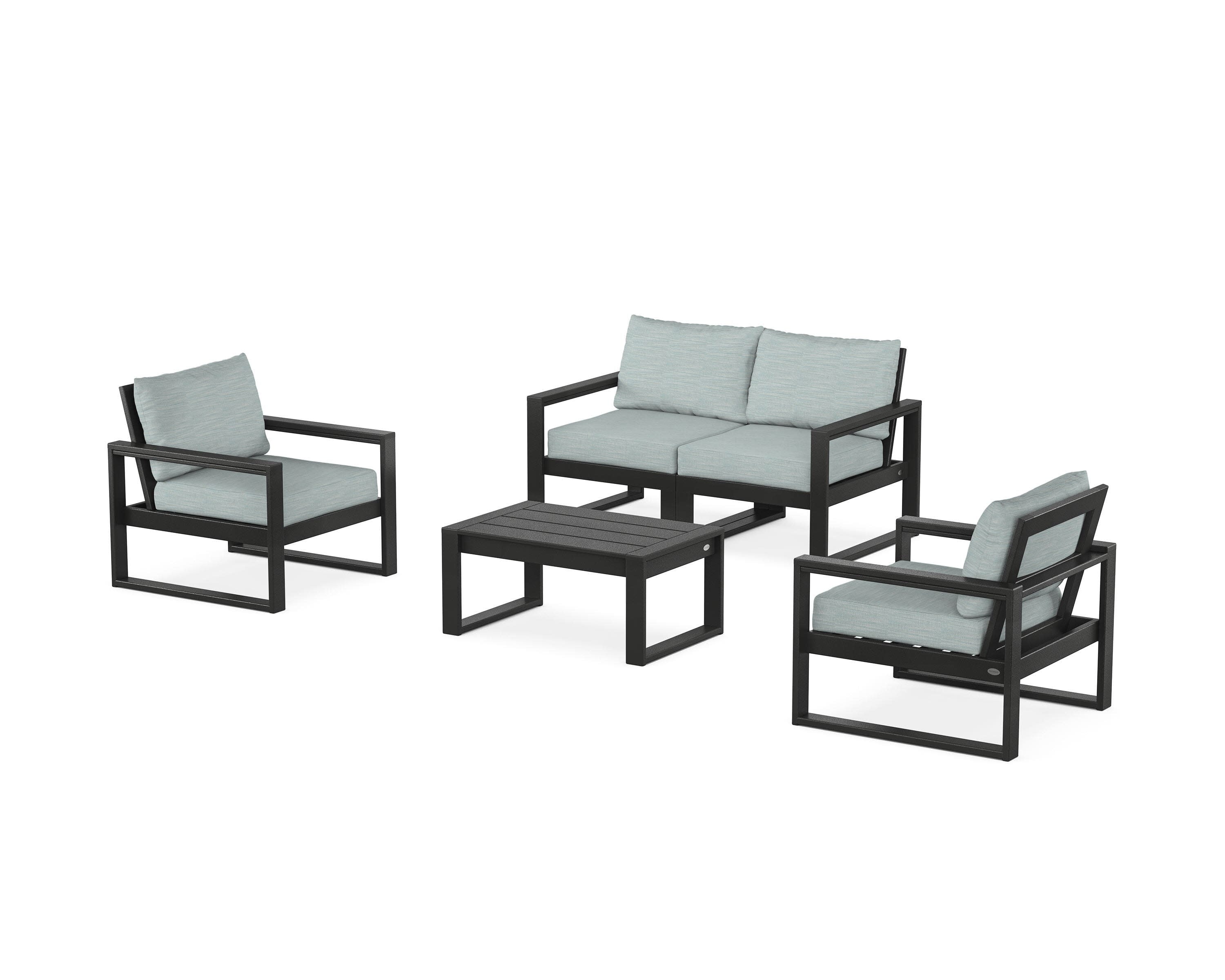 EDGE Sectional 4-Piece Deep Seating Set with Loveseat in Black / Soothe Mist