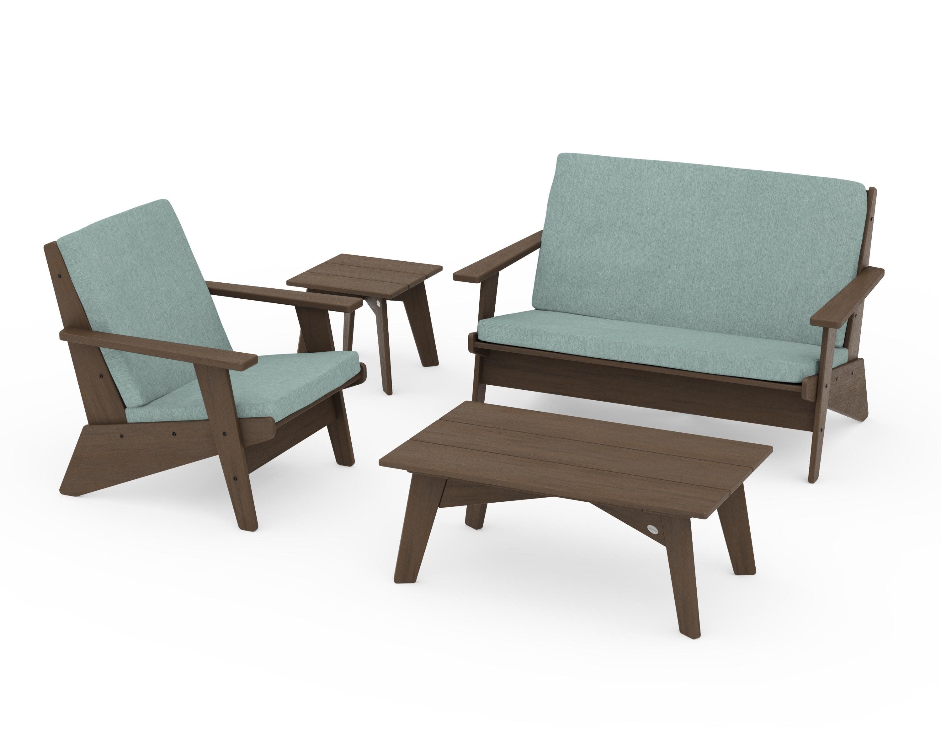 Riviera Modern Lounge 4-Piece Set in Kona / Glacier Spa
