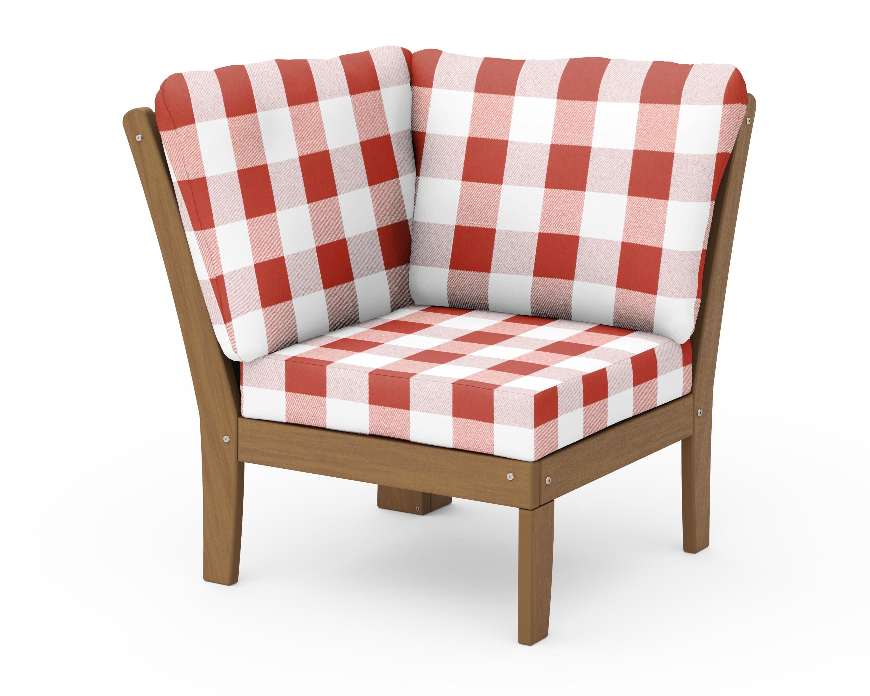 Braxton Modular Corner Chair in Natural / Buffalo Plaid Crimson