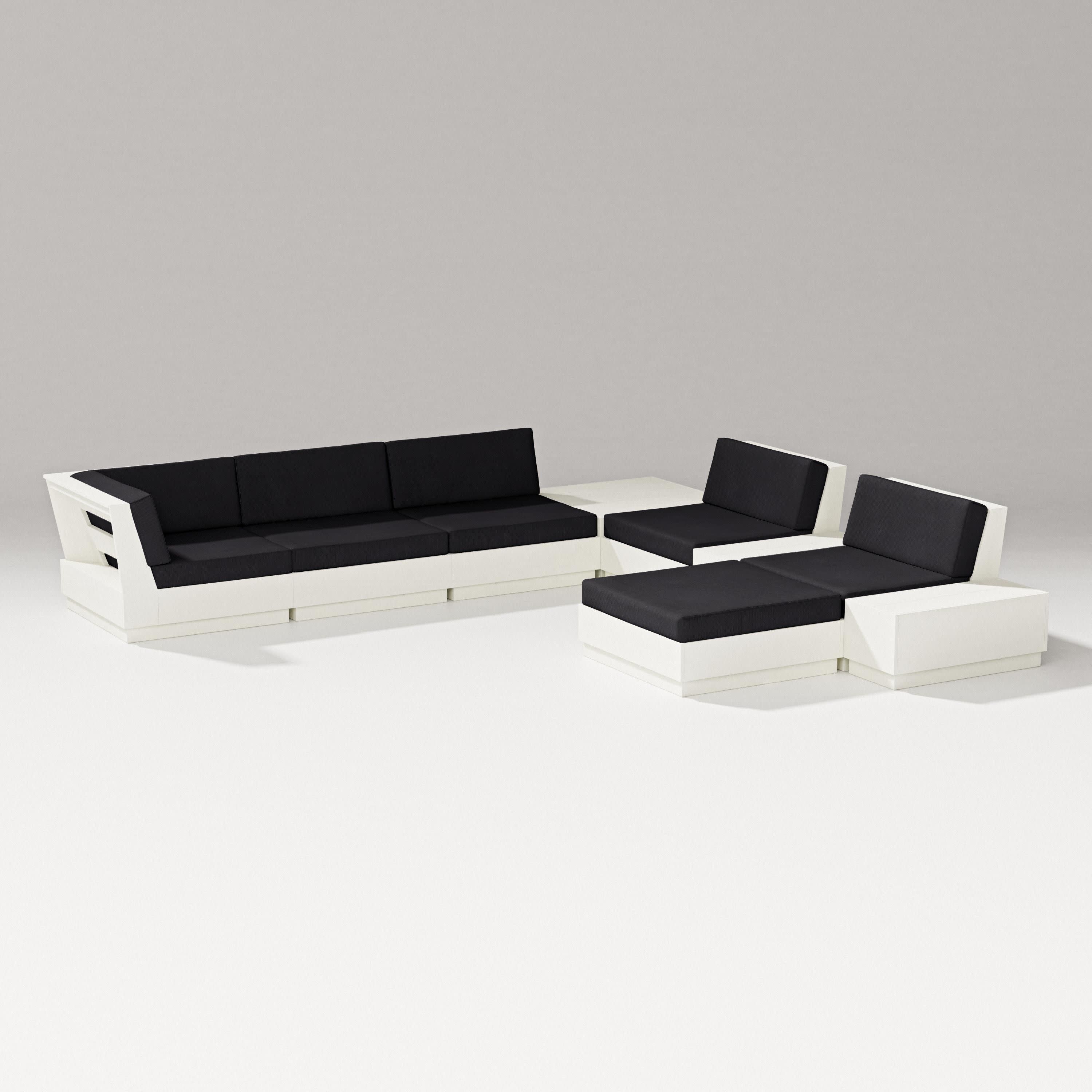 Elevate 9-Piece Conversation Sectional in Vintage White / Midnight Linen