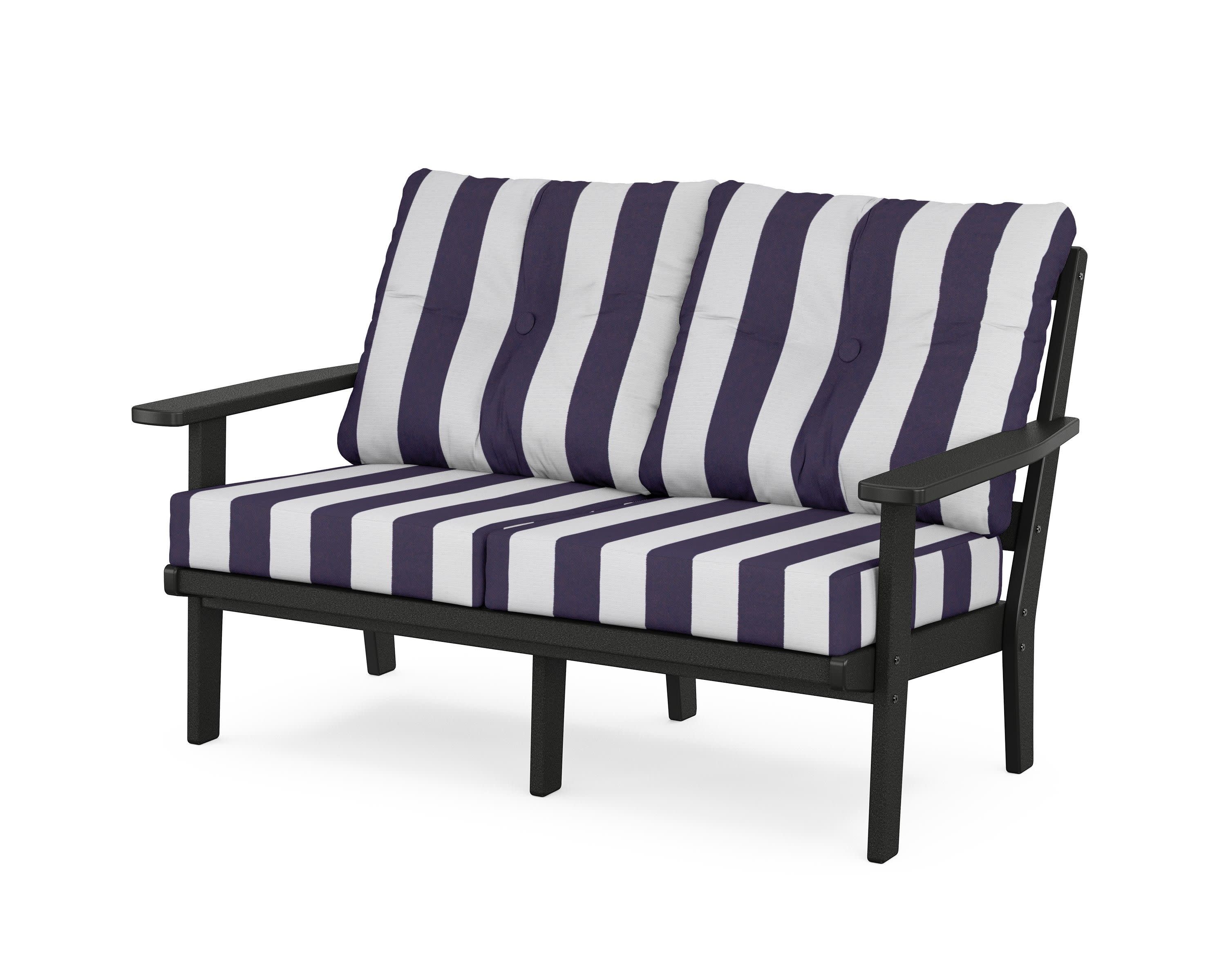 Oxford Deep SeatingLoveseat in Black / Cabana Stripe Navy
