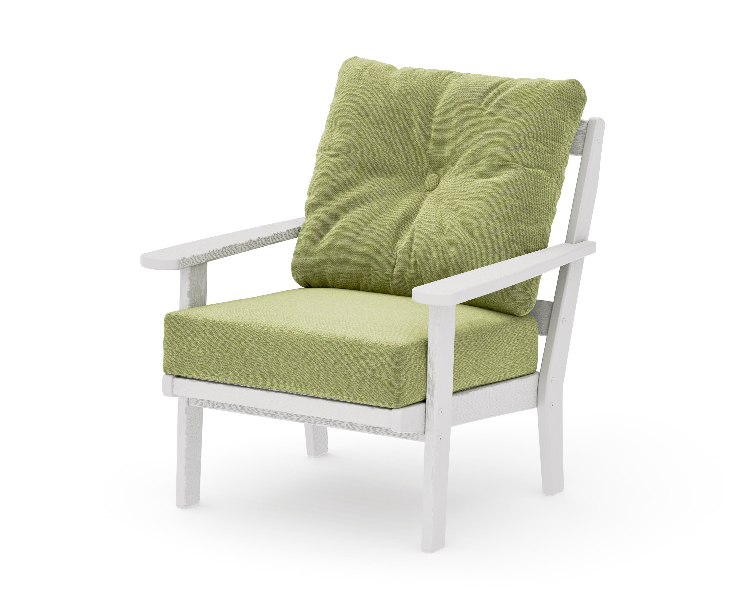 Mission Deep Seating Chair in Vintage White / Chartreuse Boucle