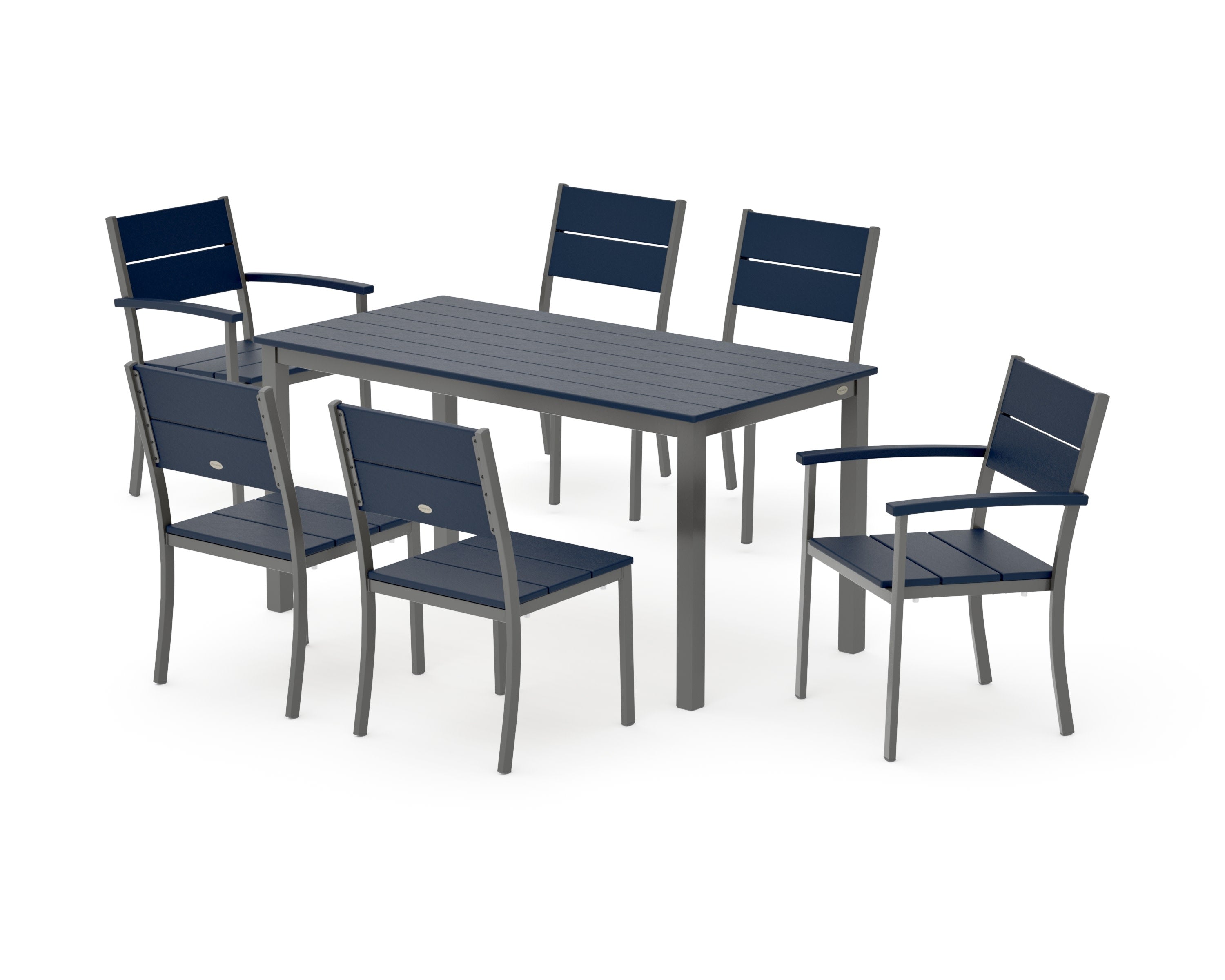 Main Street 7-Piece Dining Set in Charcoal / Navy