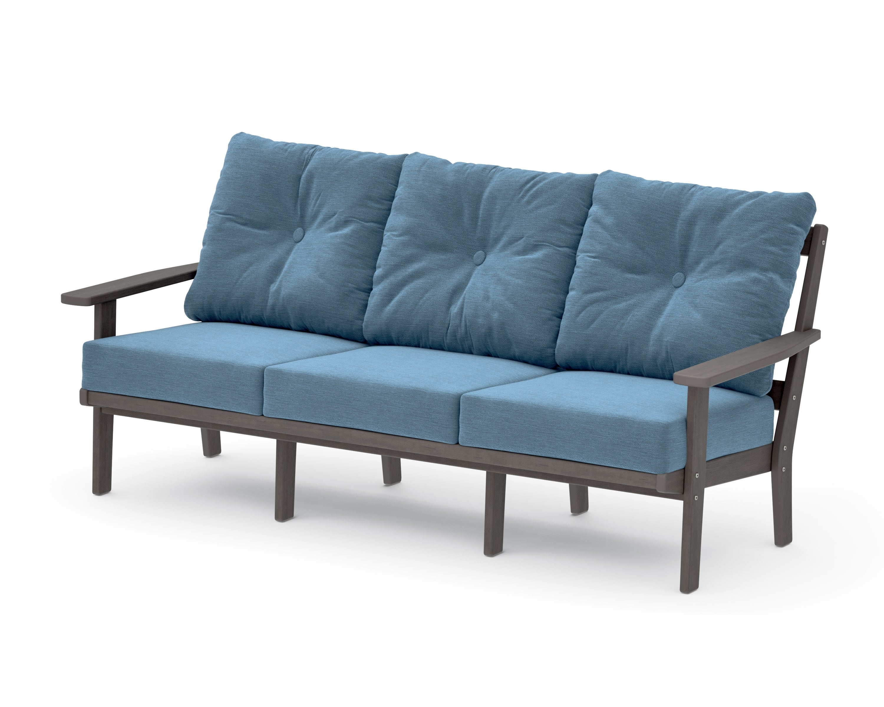 PrairieDeep Seating Sofa in Driftwood / Sky Blue
