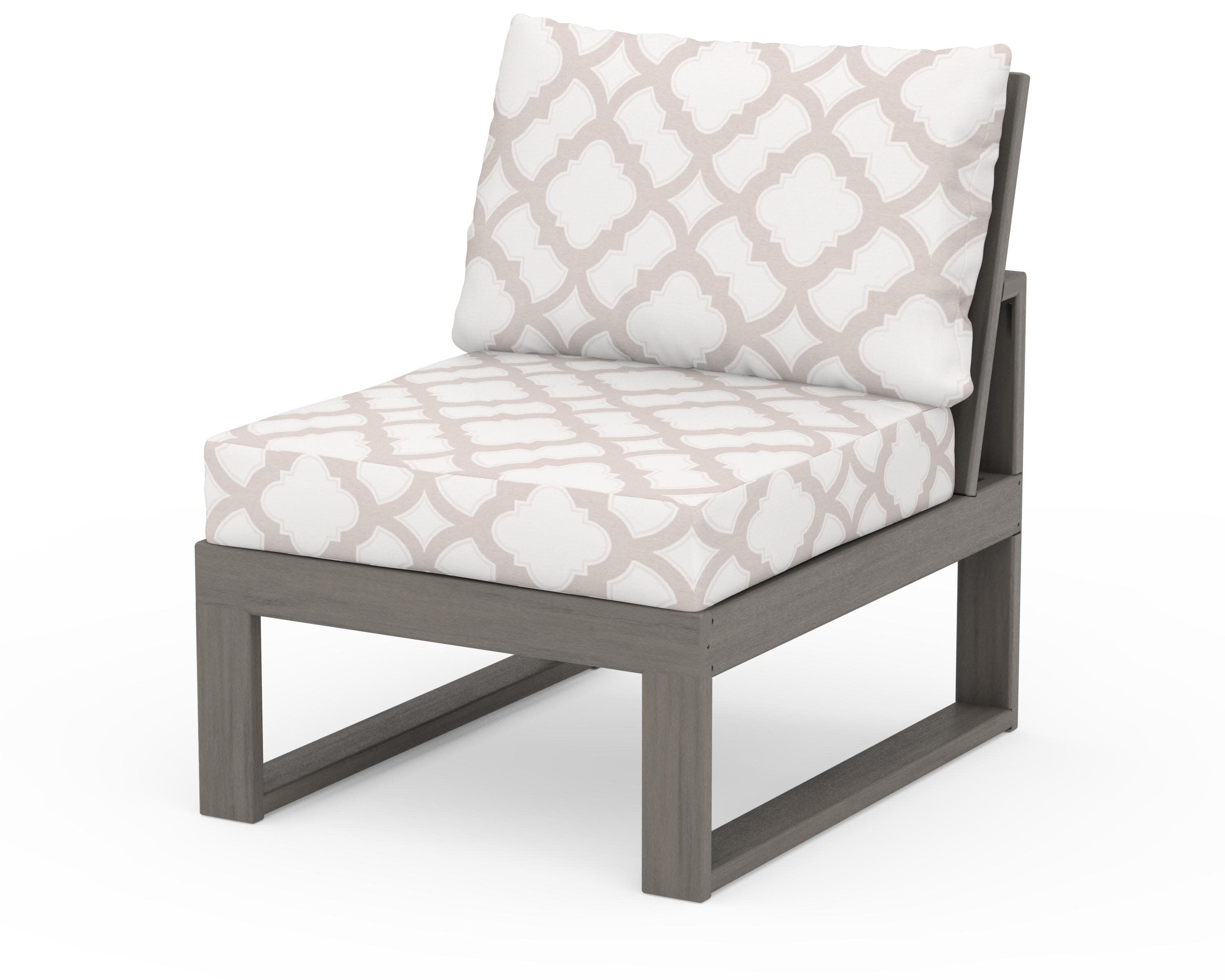 Modular Armless Chair in Driftwood / Trellis Dune Burlap