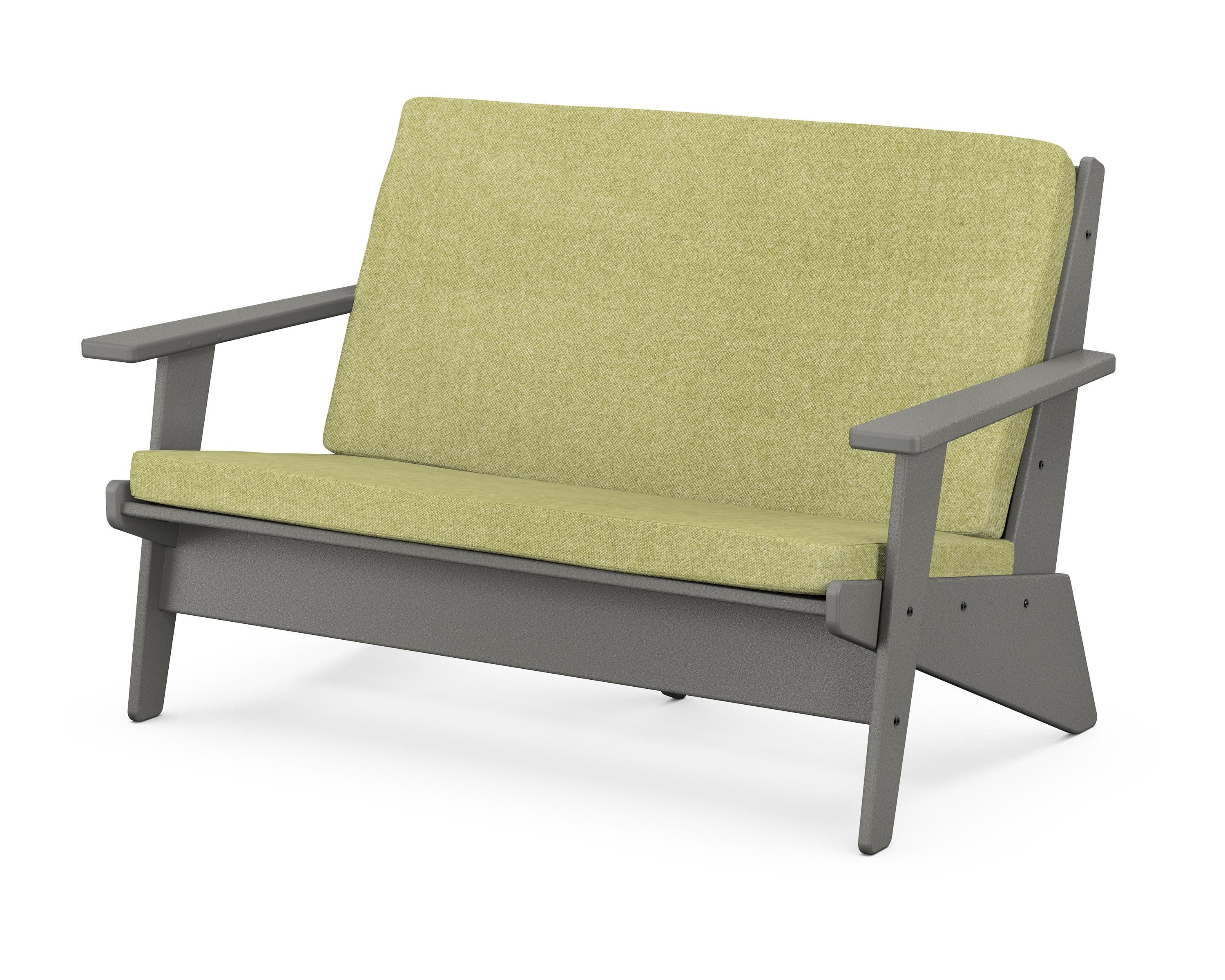 Riviera Modern Lounge Loveseat in Slate Grey / Chartreuse Boucle