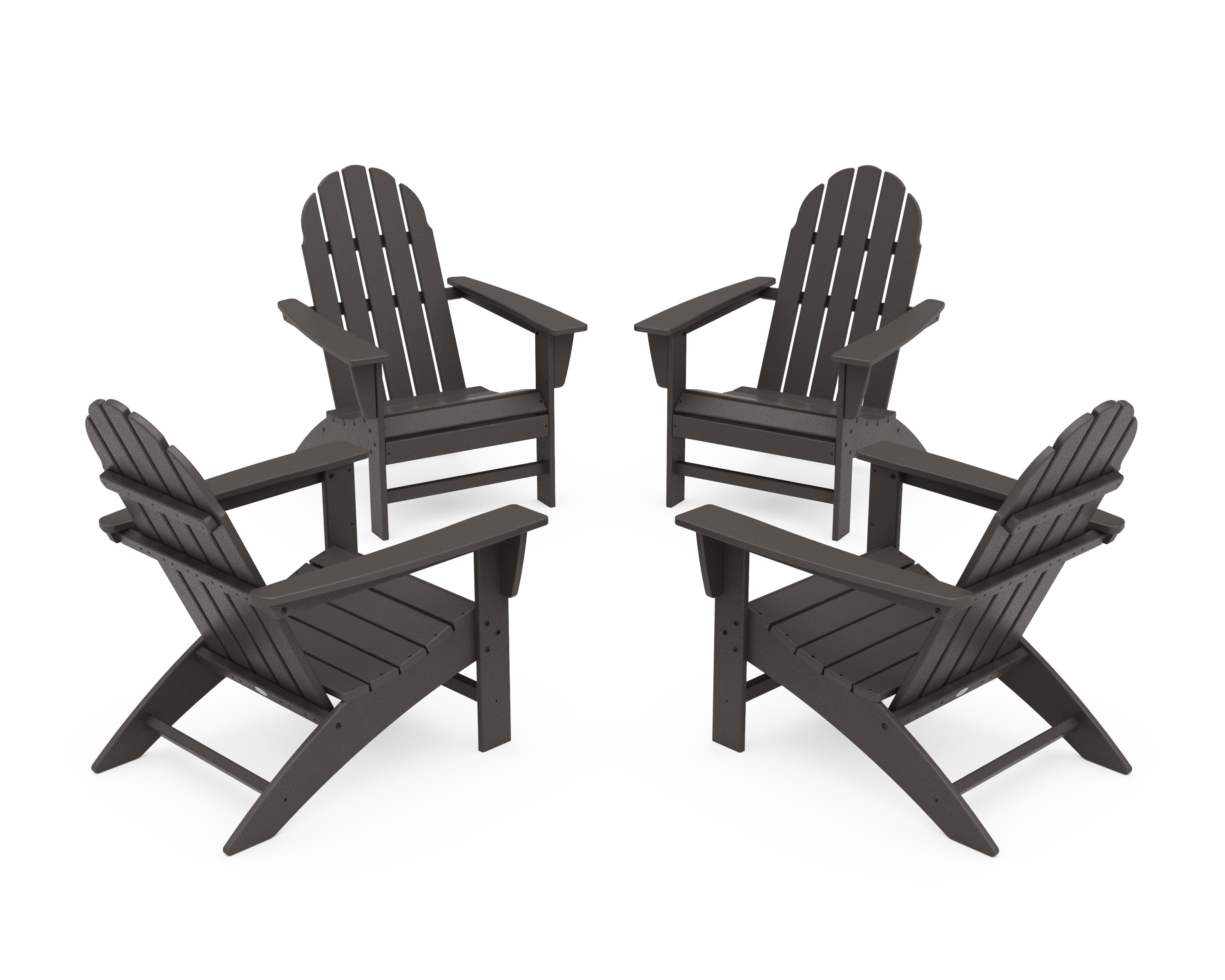 Vineyard 4-Piece Adirondack Conversation Set in Vintage Coffee