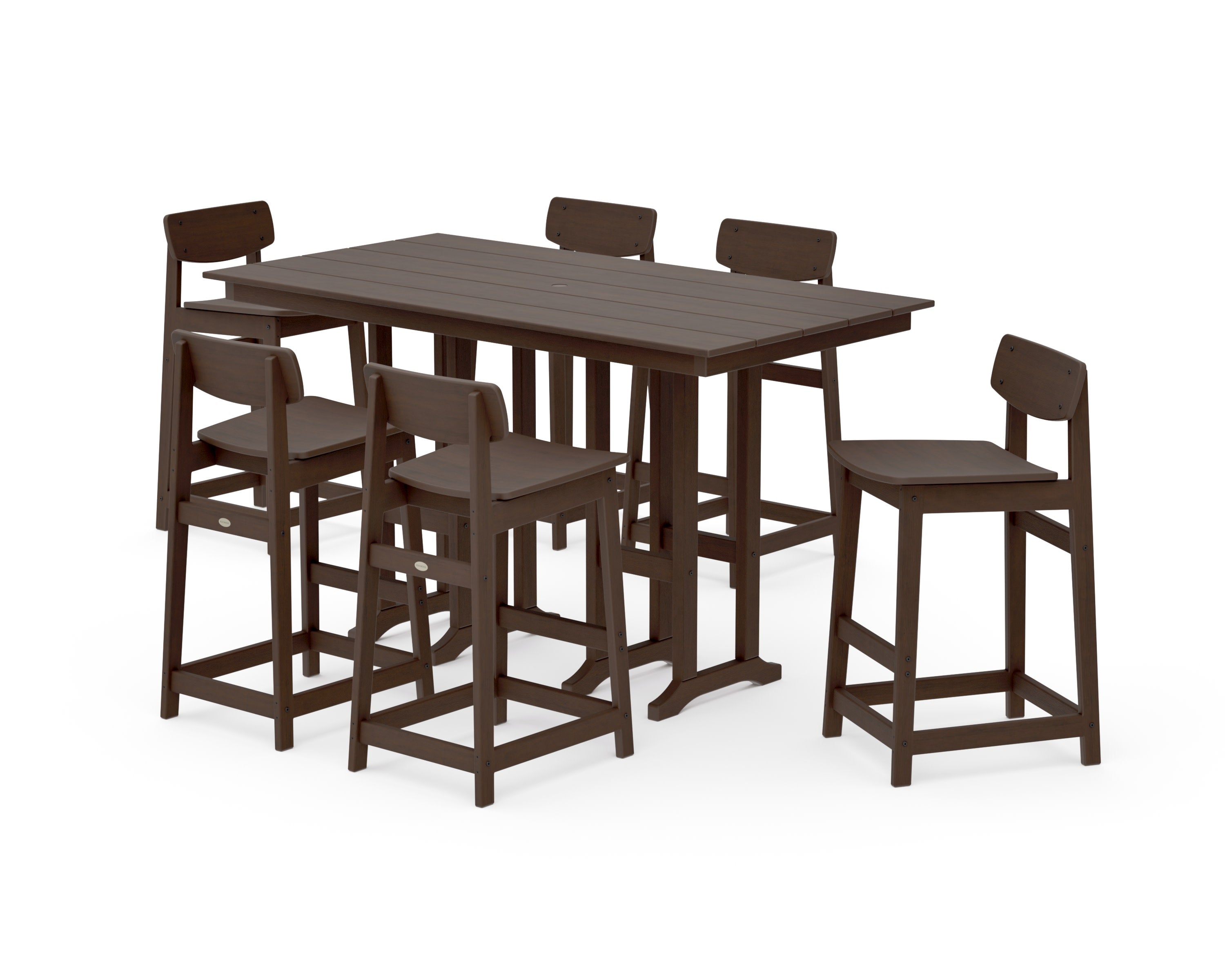 Modern Studio Urban Lowback Bar Chair 7-Piece Set in Kona