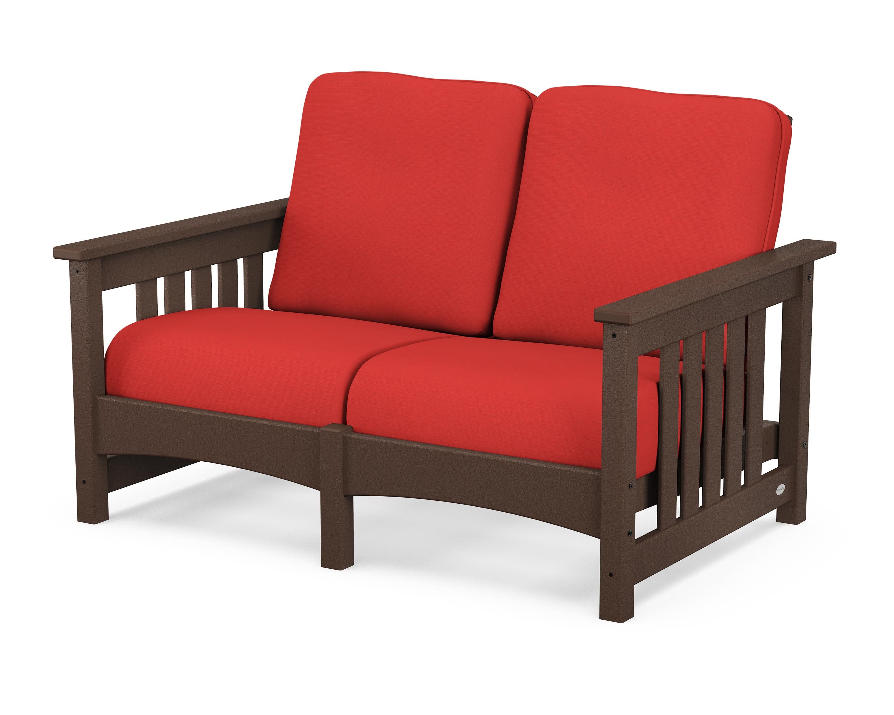 Club Mission Loveseat in Mahogany / Crimson Linen