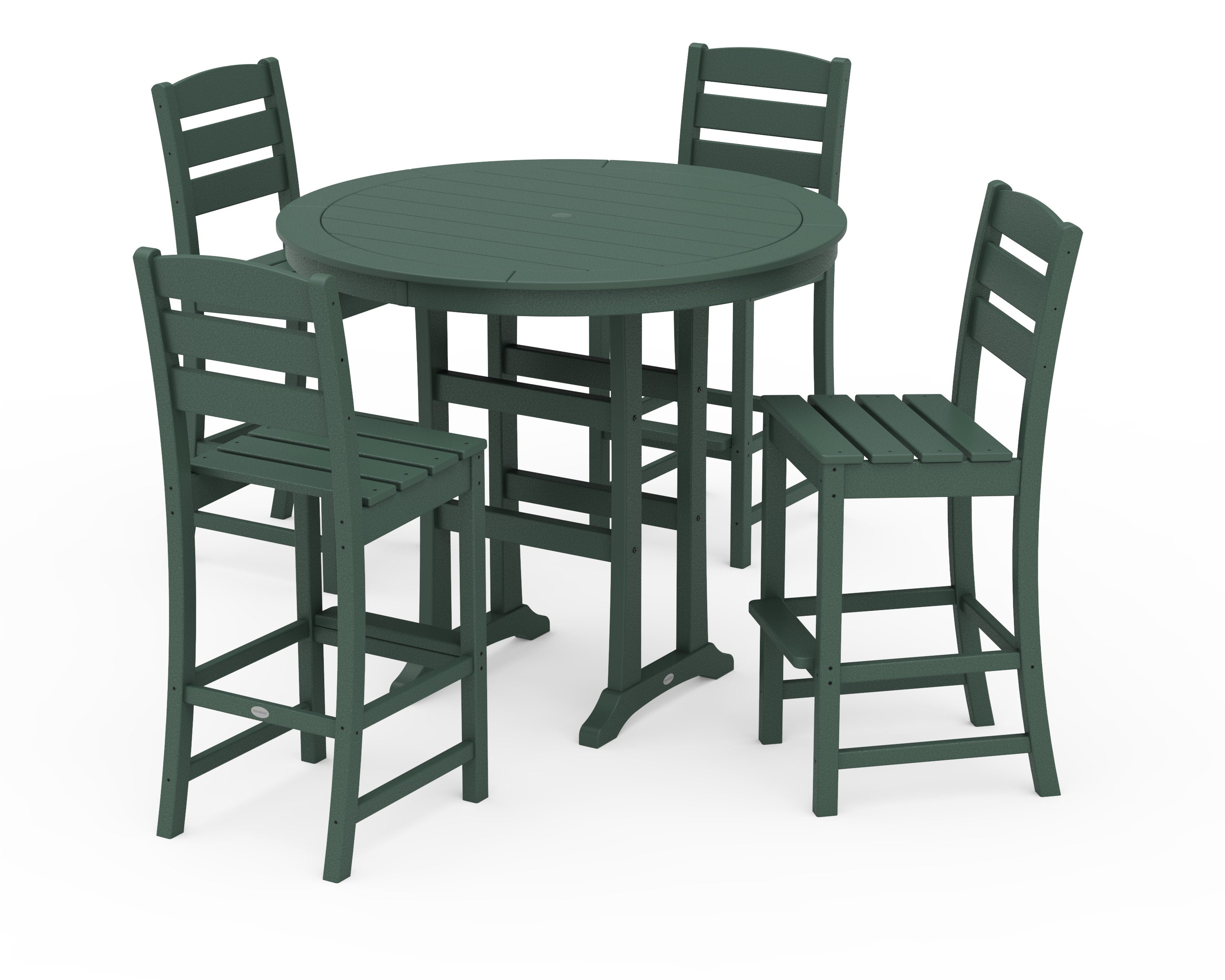 Lakeside 5-Piece Round Farmhouse Side Chair Bar Set in Green