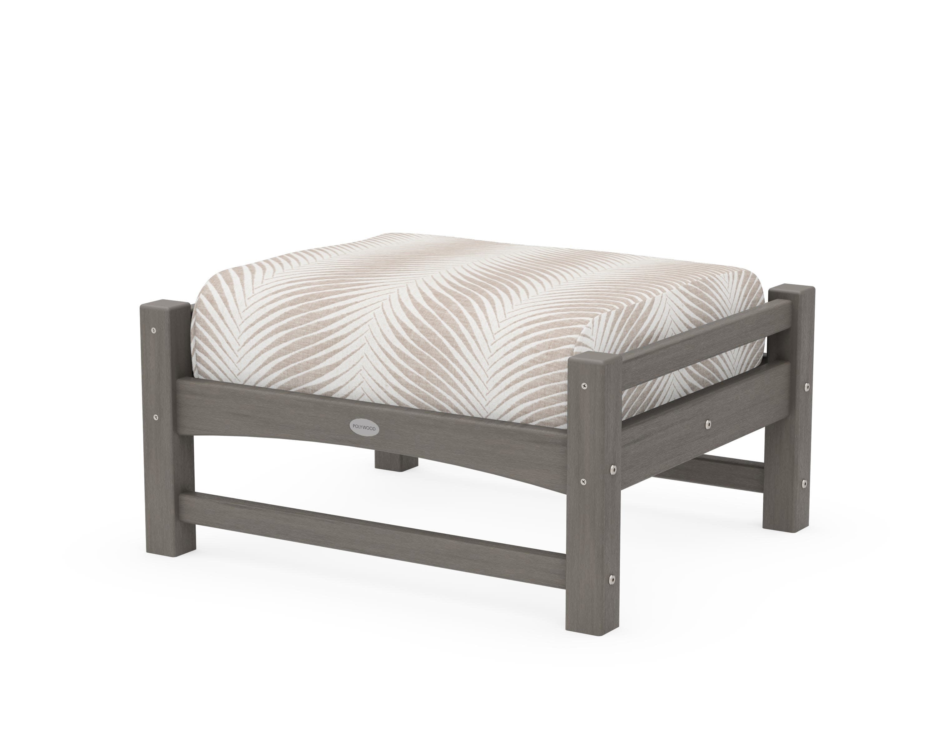 Club Ottoman in Driftwood / Clock Out Cloud