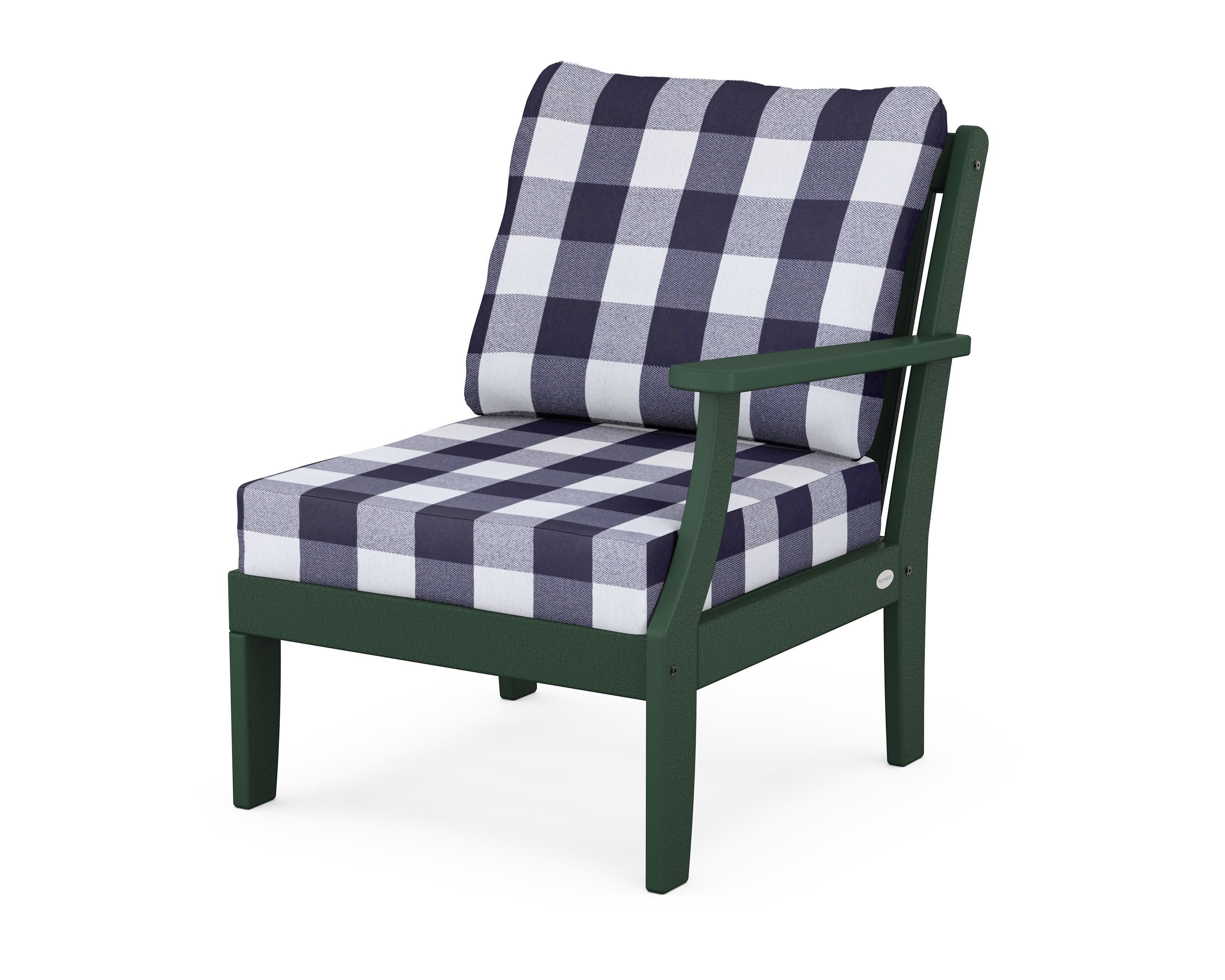 Braxton Modular Right Arm Chair in Green / Buffalo Plaid Navy