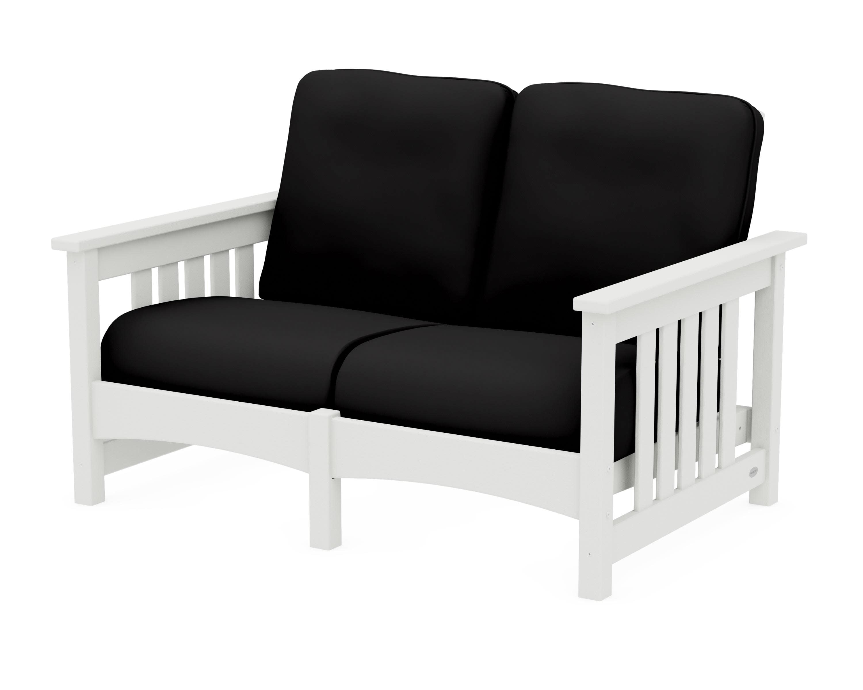 Club Mission Loveseat in Vintage White / Canvas Black