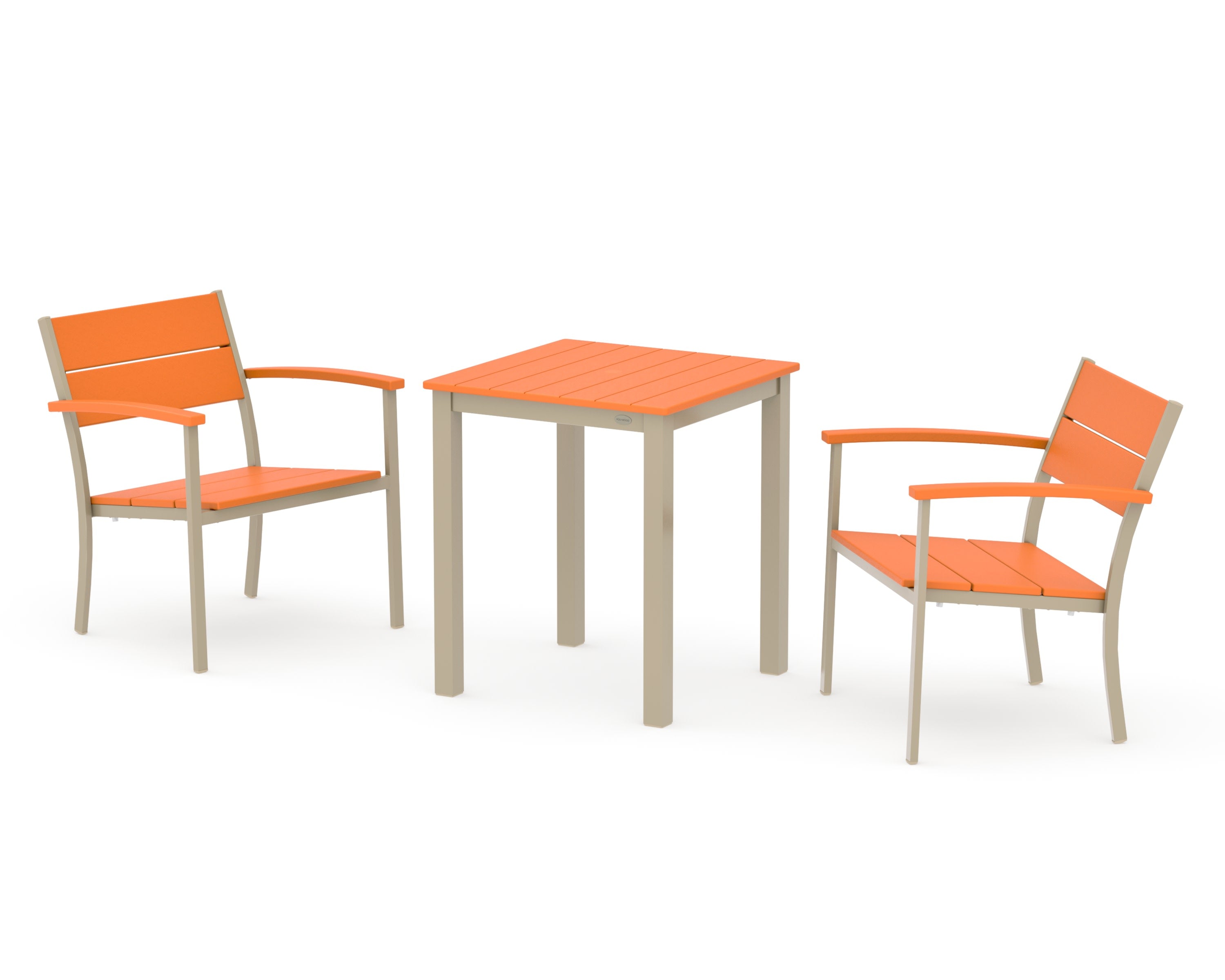 Main Street 3-Piece Square Dining Set in Sand / Tangerine