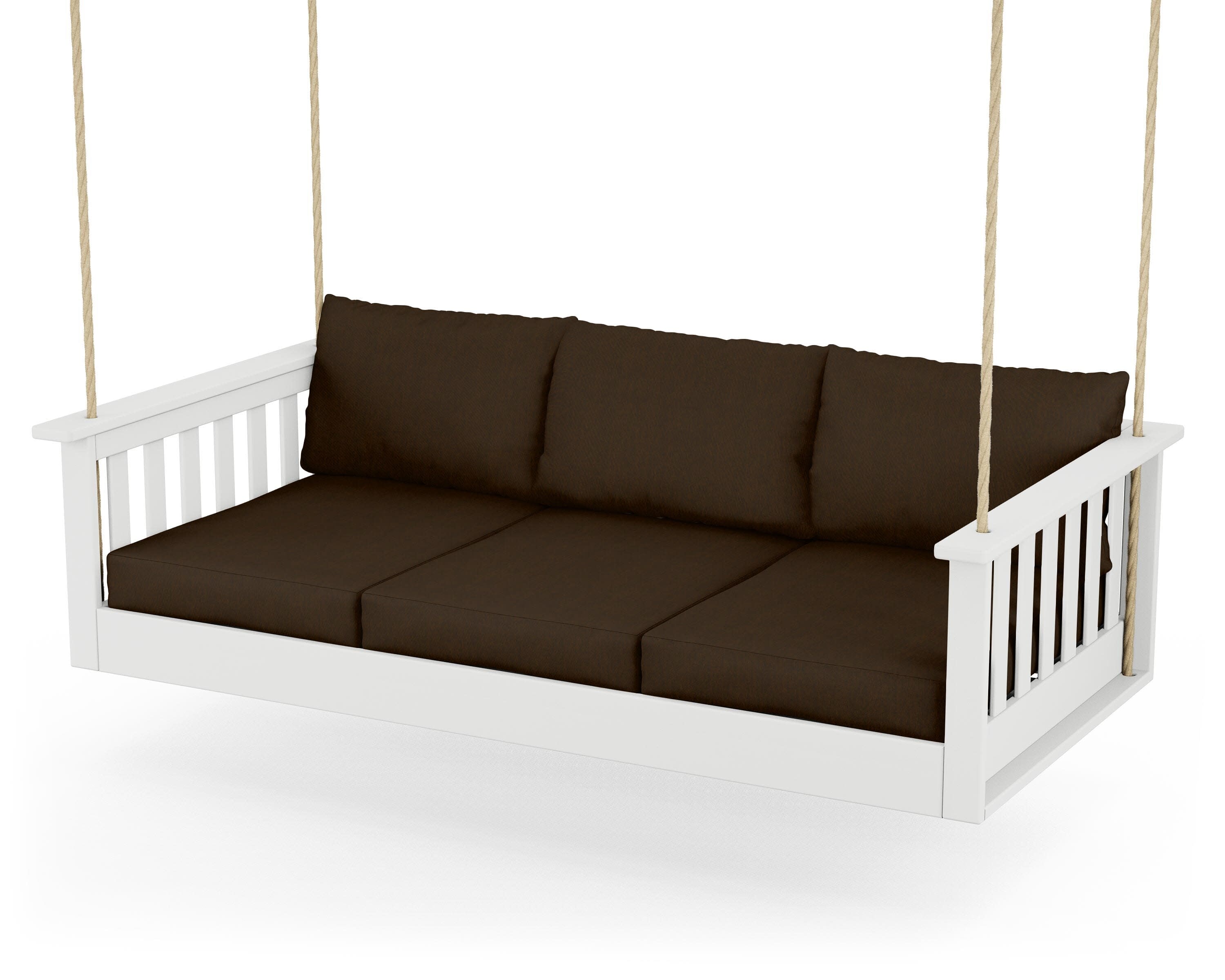 Vineyard Daybed Swing in White / Canvas Java
