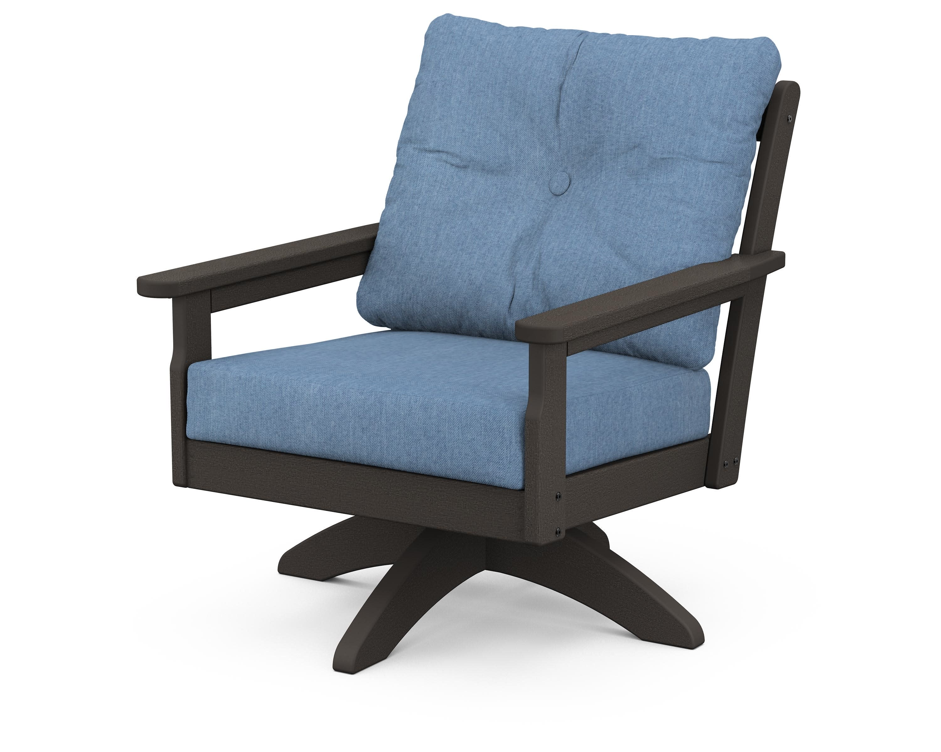 Vineyard Deep Seating Swivel Chair in Vintage Coffee / Sky Blue