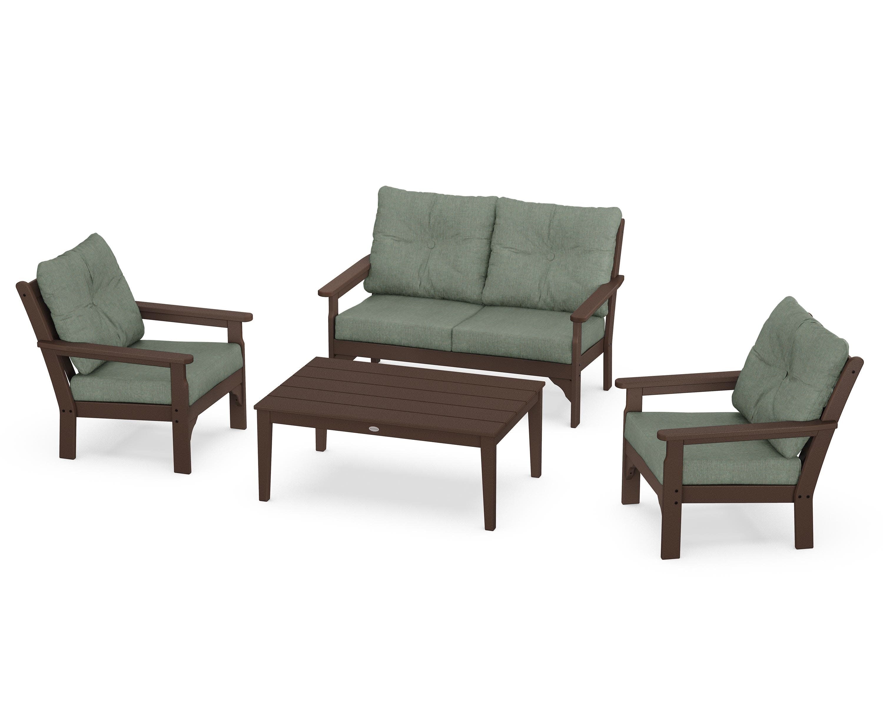 Vineyard 4-Piece Deep Seating Set in Mahogany / Cast Sage