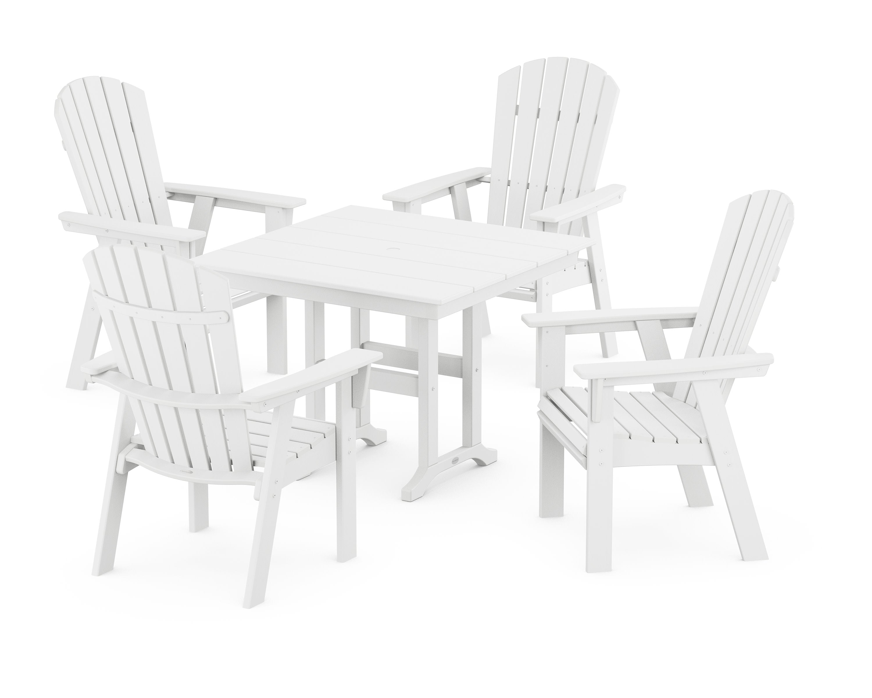 Nautical Curveback Adirondack 5-Piece Farmhouse Dining Set in White