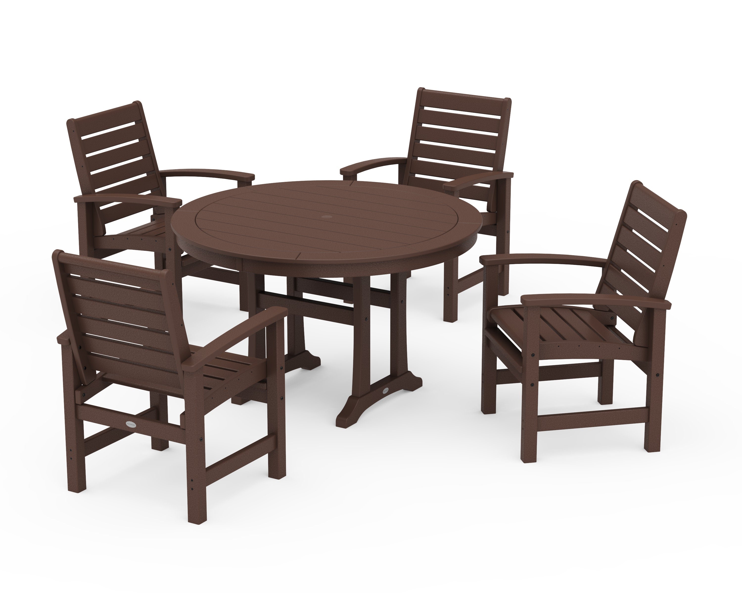 Signature 5-Piece Round Dining Set with Trestle Legs in Mahogany