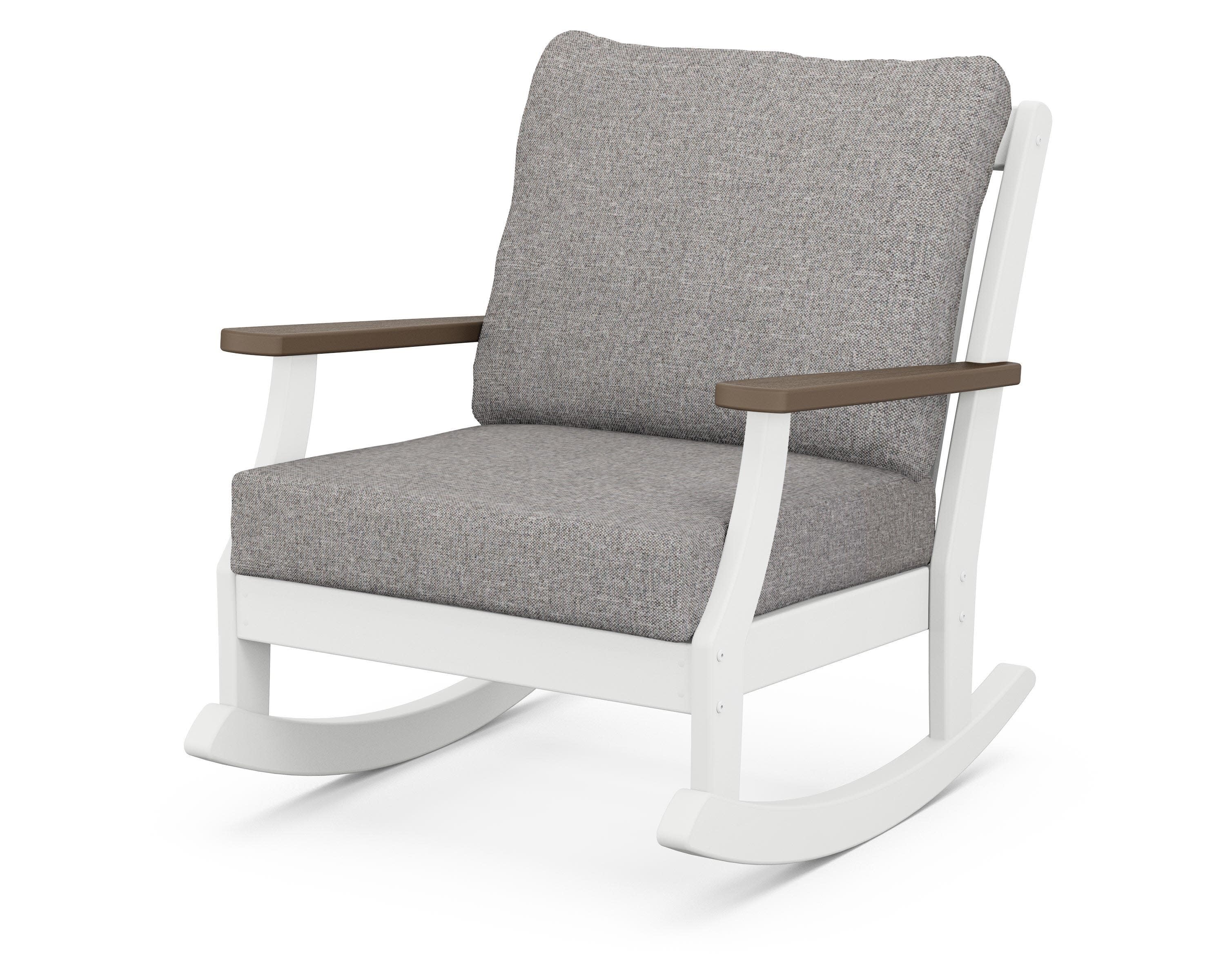 Braxton Deep Seating Rocking Chair in White / Kona / Grey Mist