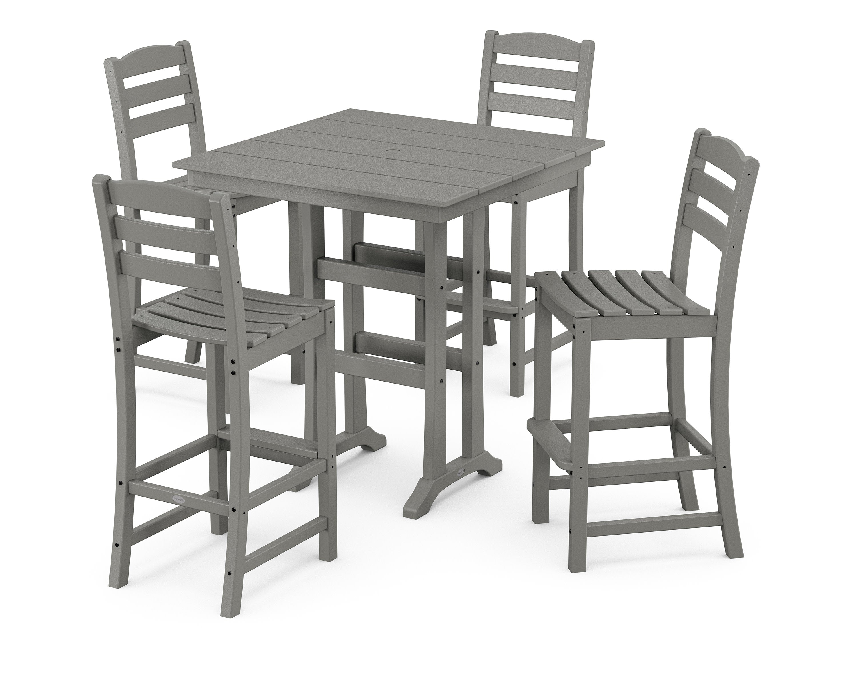 La Casa Caf 5-Piece Farmhouse Trestle Bar Set in Slate Grey