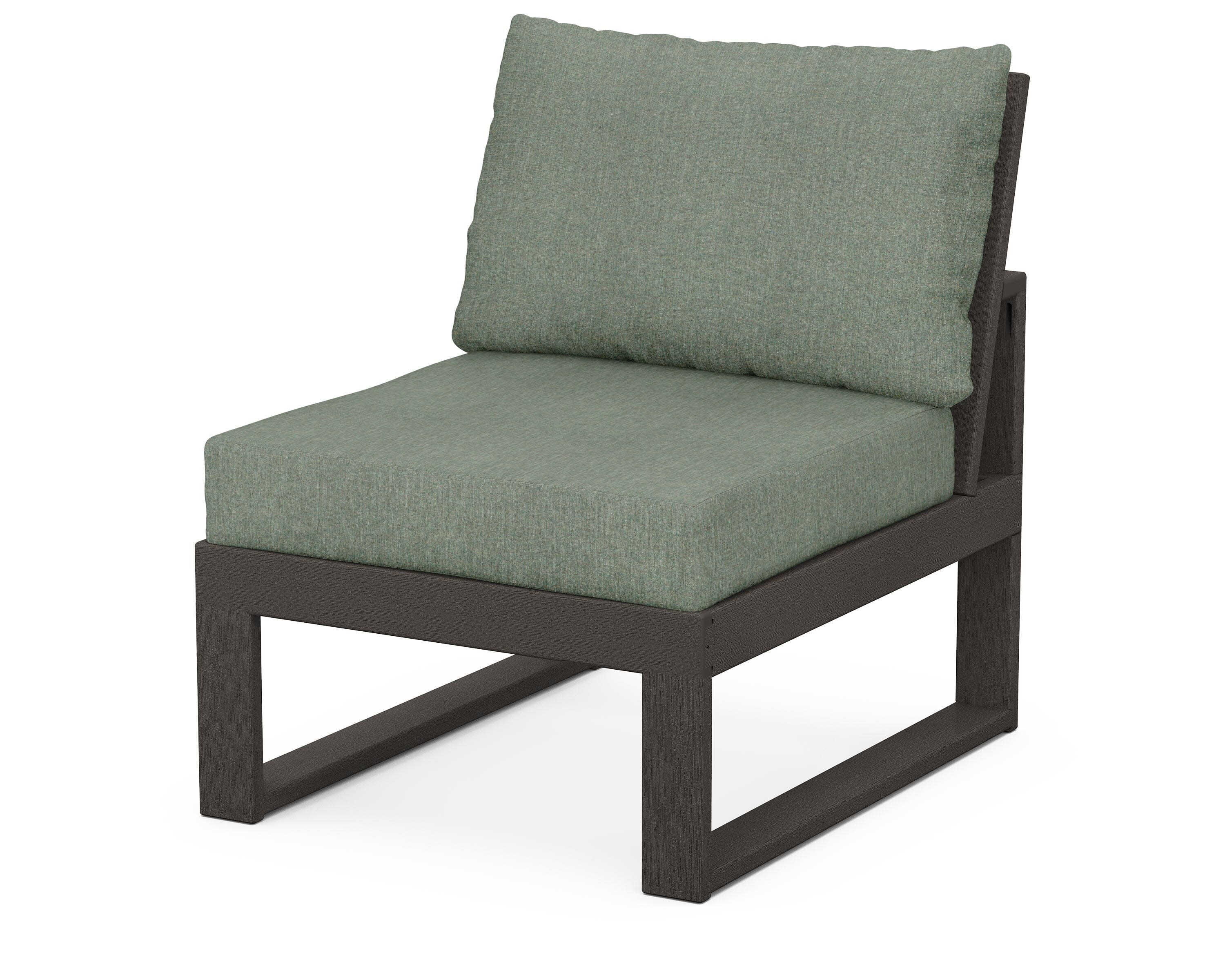 Modular Armless Chair in Vintage Coffee / Cast Sage