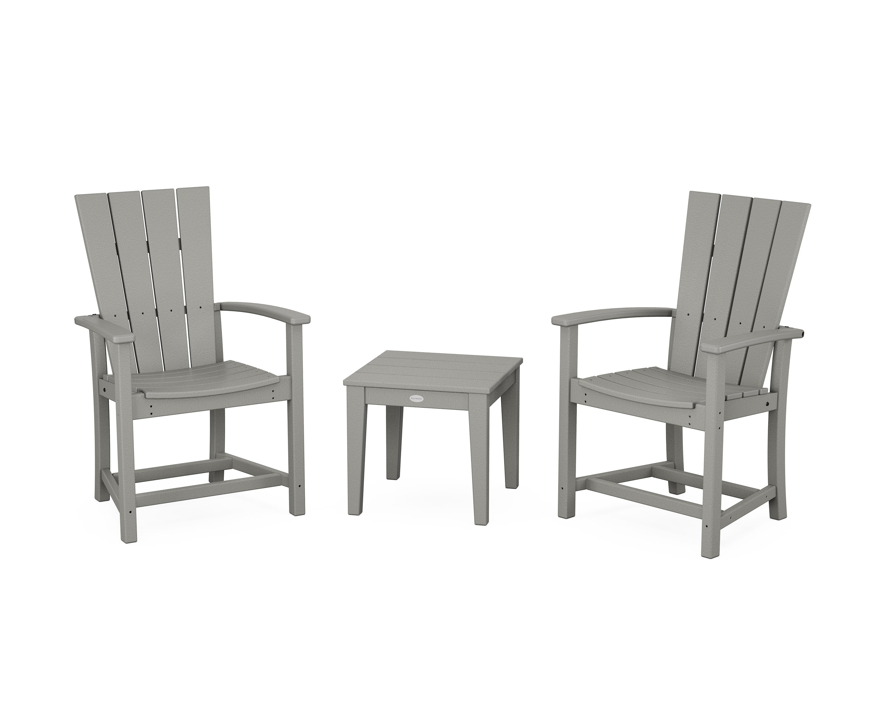 Quattro 3-Piece Upright Adirondack Chair Set in Slate Grey