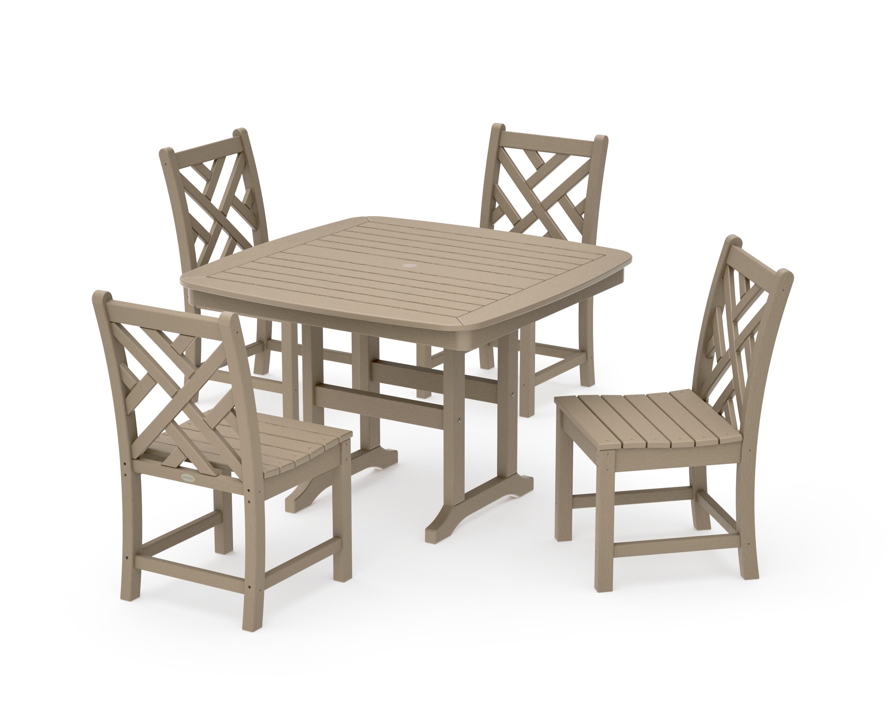 Chippendale Side Chair 5-Piece Dining Set with Trestle Legs in Vintage Sahara