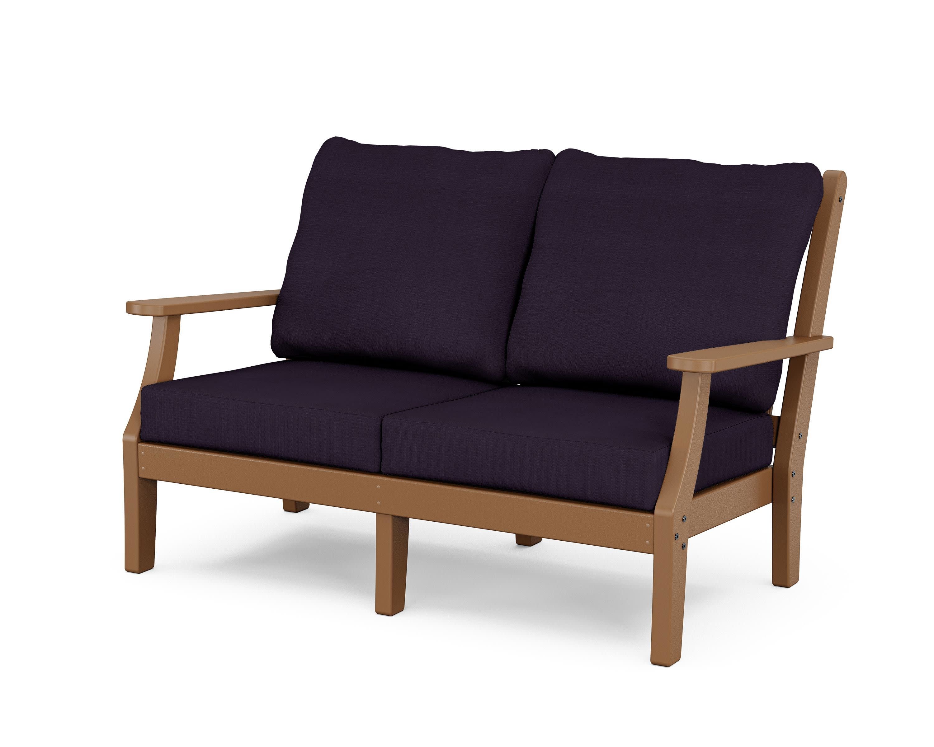 Wovendale Deep Seating Loveseat in Teak / Navy Linen