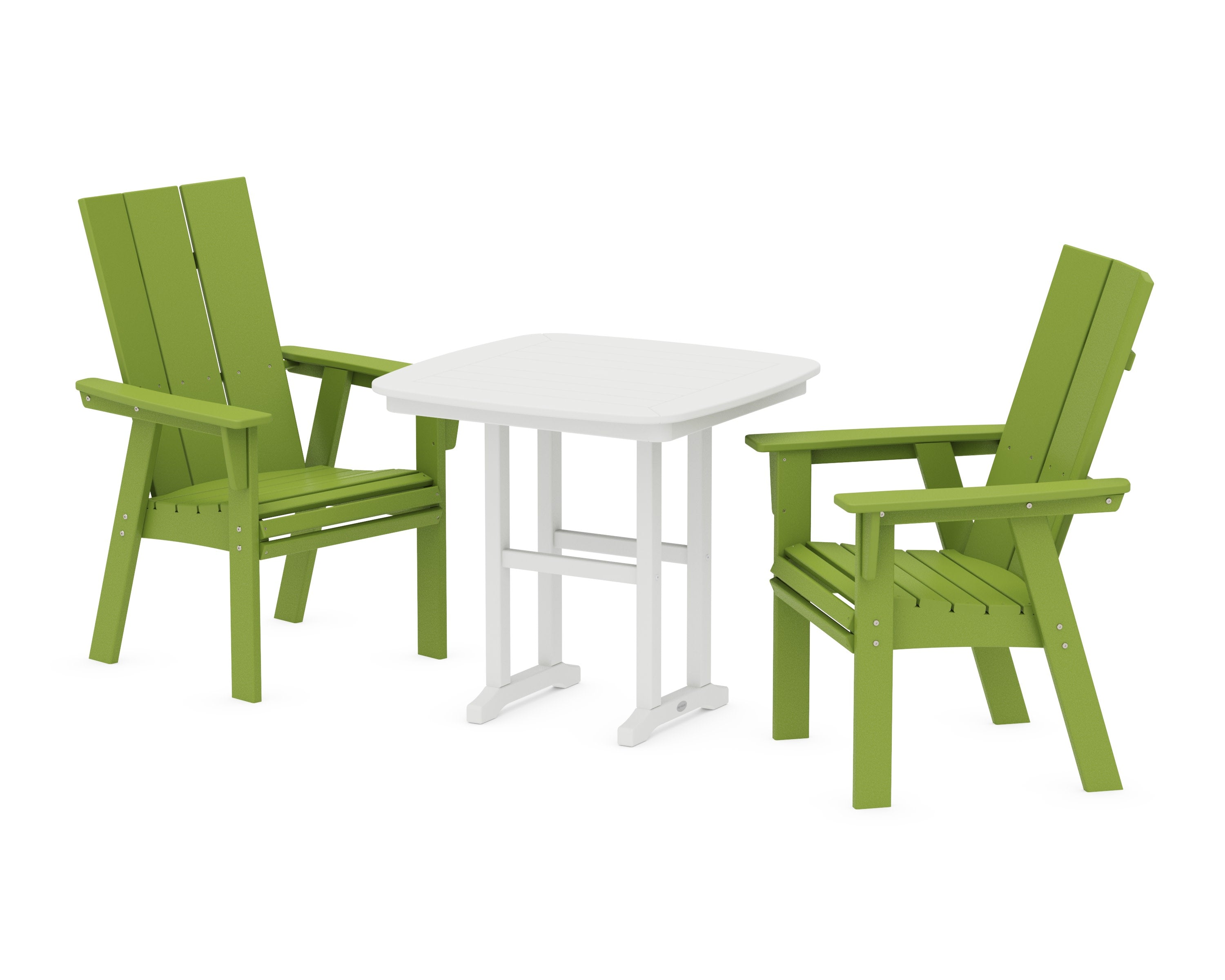Modern Adirondack 3-Piece Dining Set in Lime / White