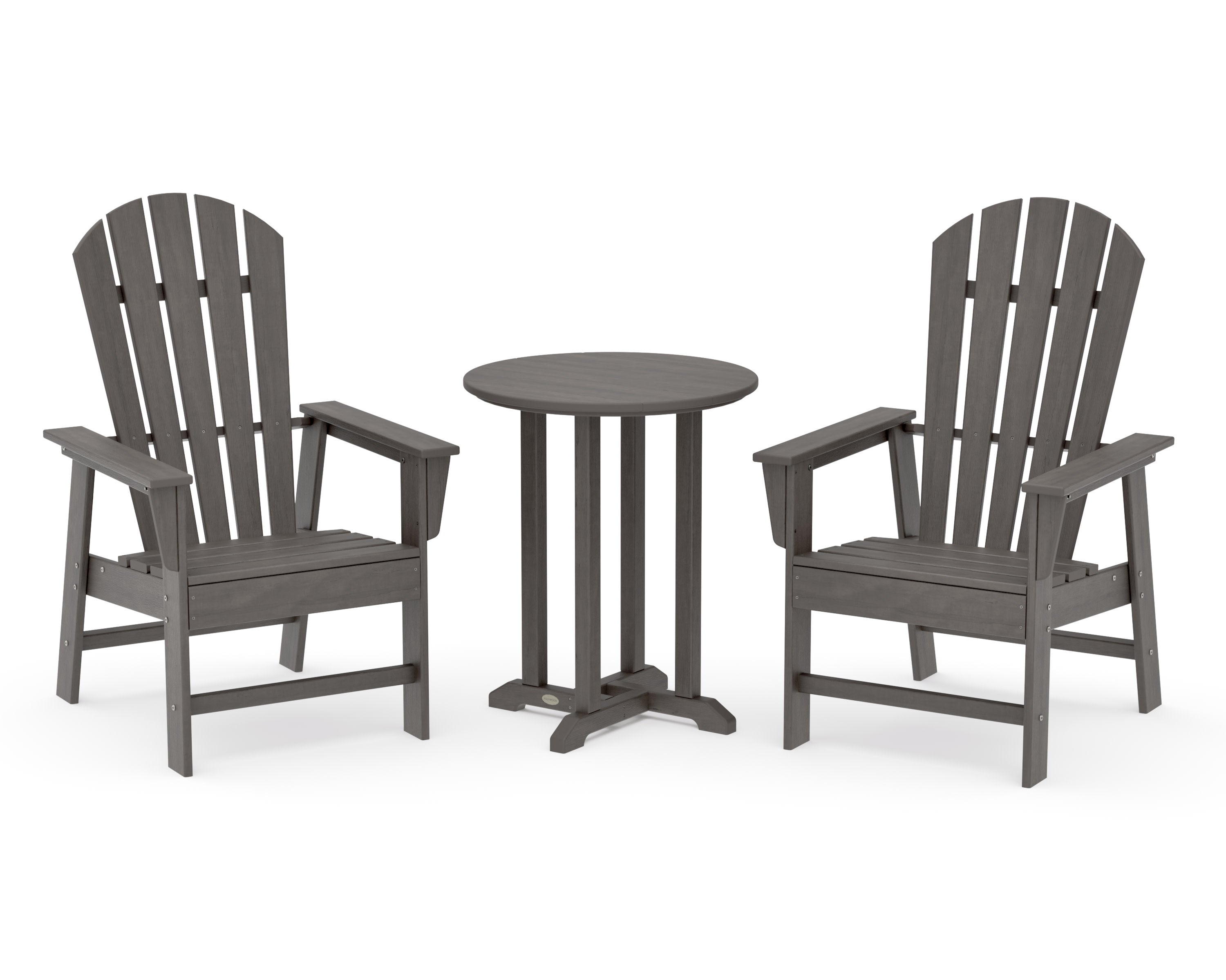 South Beach 3-Piece Round Farmhouse Bistro Dining Set in Driftwood
