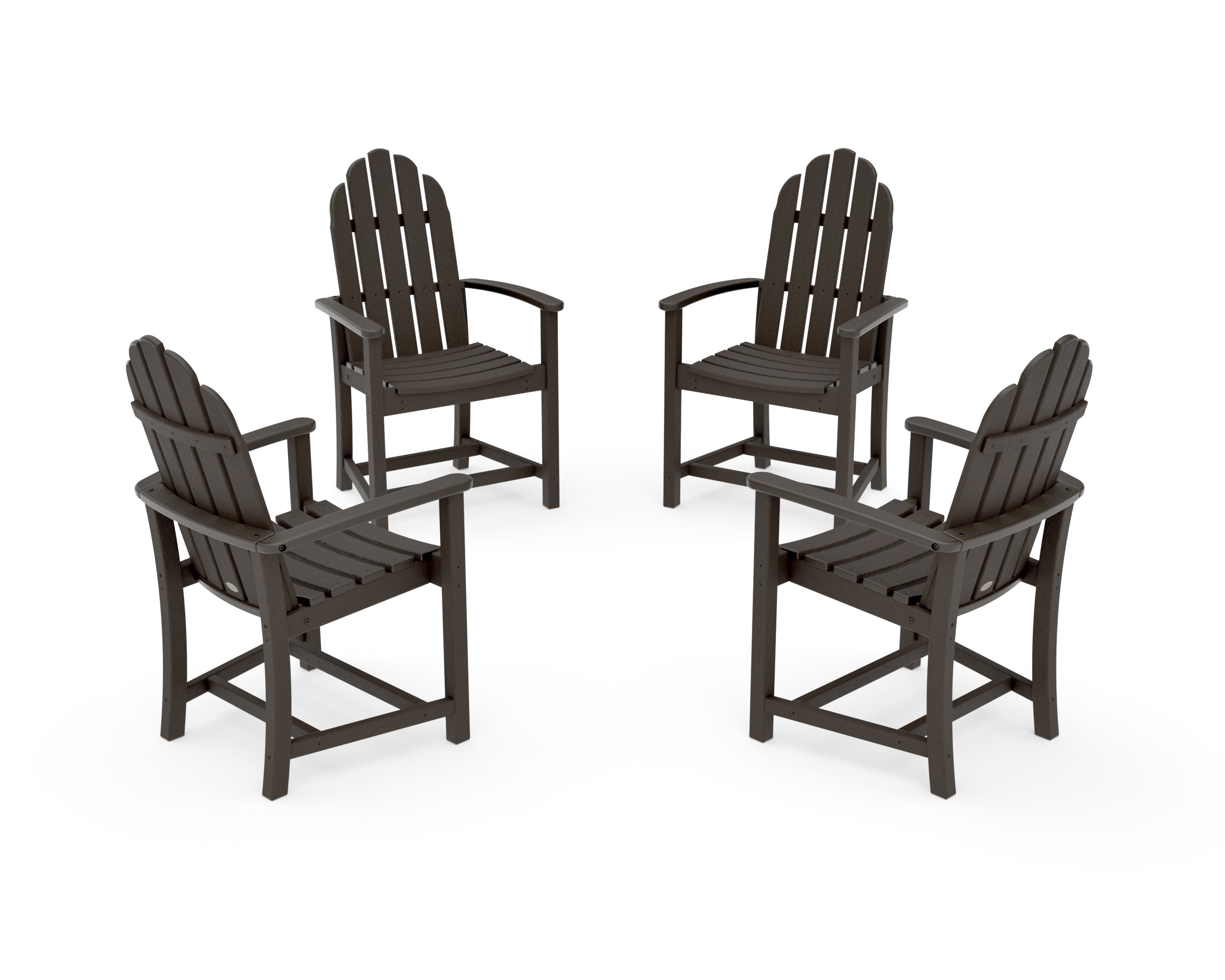 Classic 4-Piece Upright Adirondack Conversation Set in Vintage Coffee