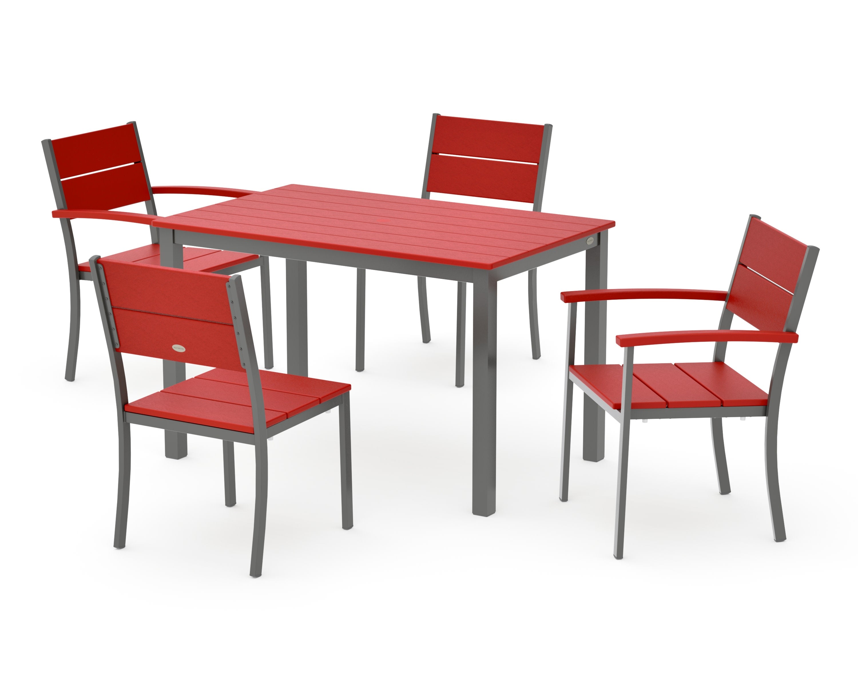 Main Street 5-Piece Dining Set in Charcoal / Sunset Red