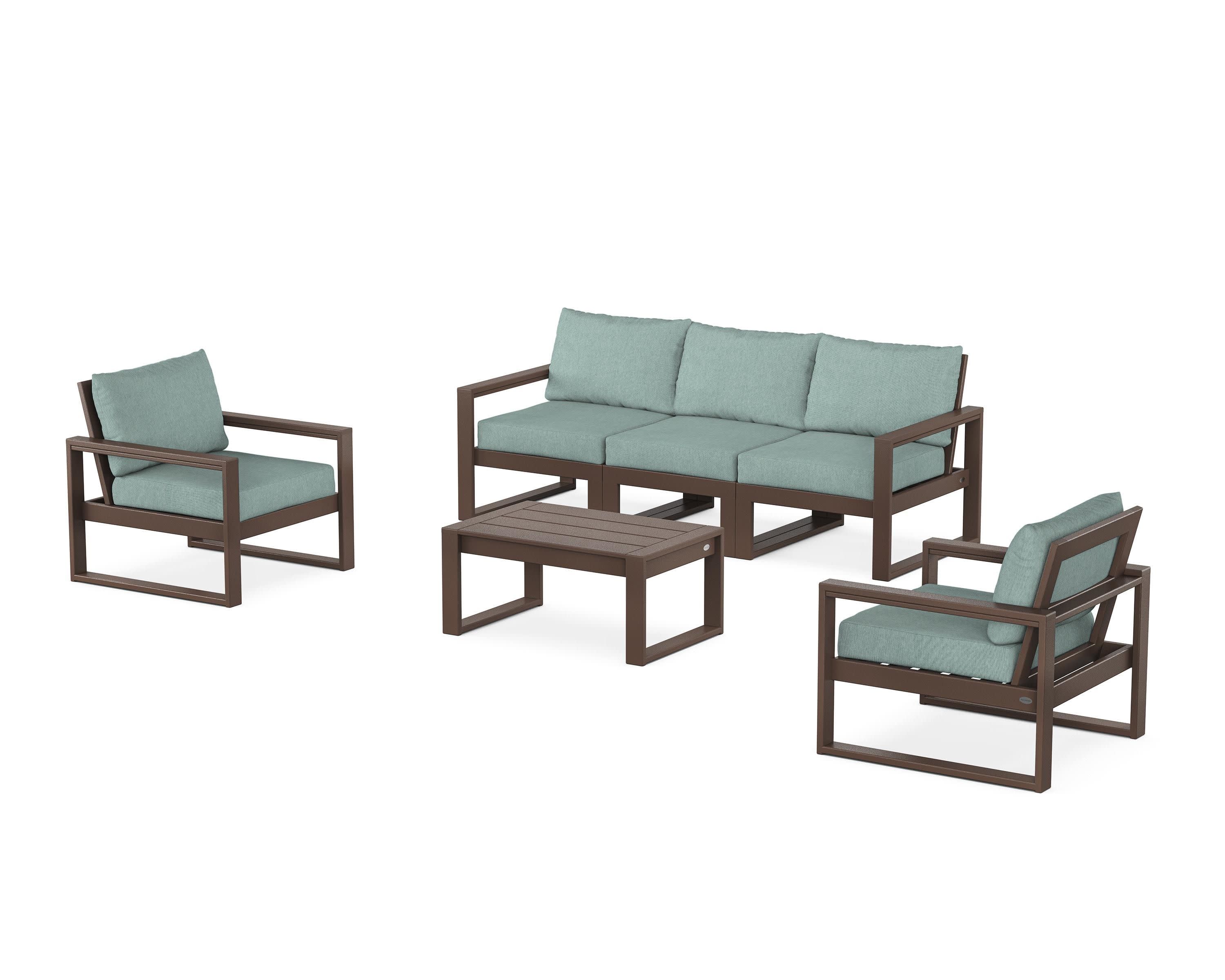 EDGE Sectional 4-Piece Deep Seating Set with Sofa in Mahogany / Glacier Spa